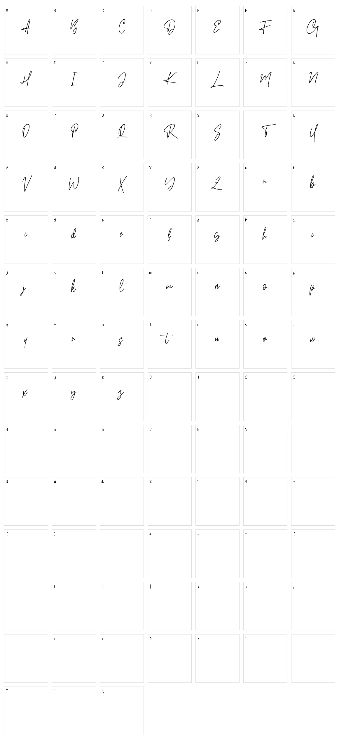 Pillish Character Set