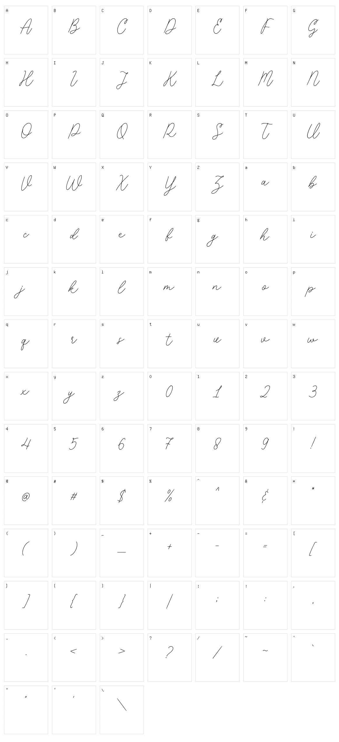 Placepage Character Set