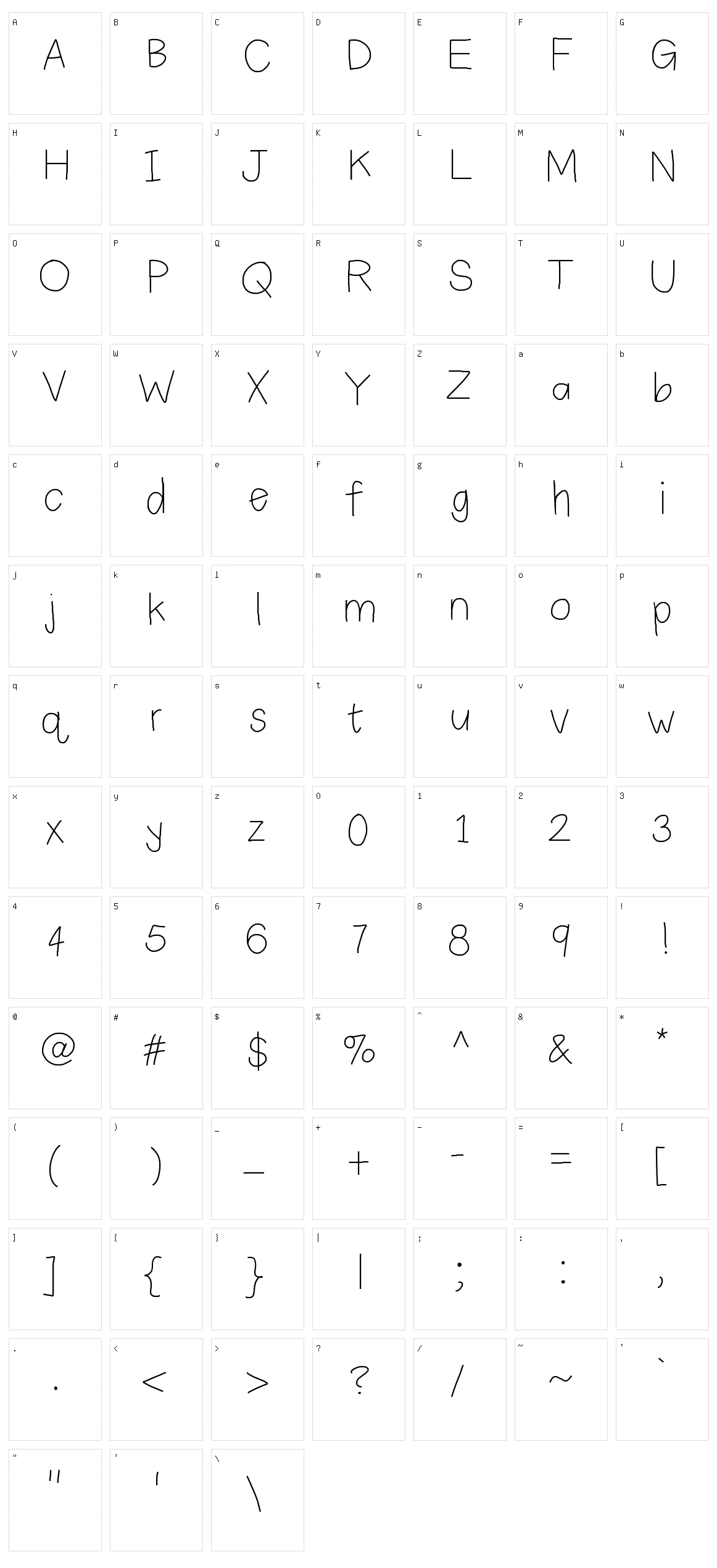 Plain Print Character Set