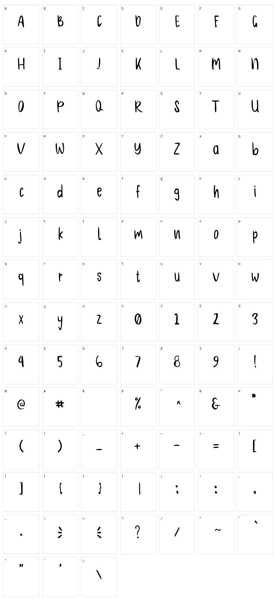 Plain work Character Set