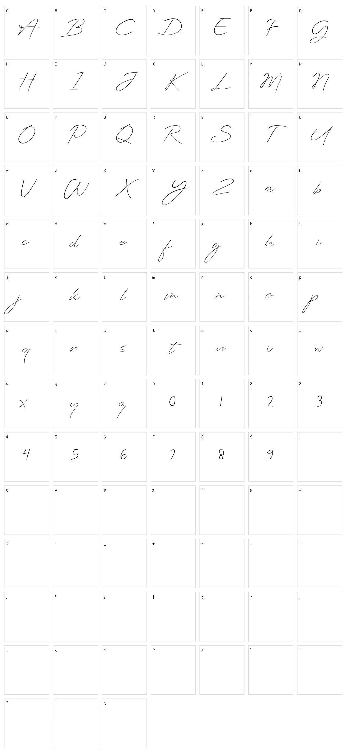 Planets Signature Character Set