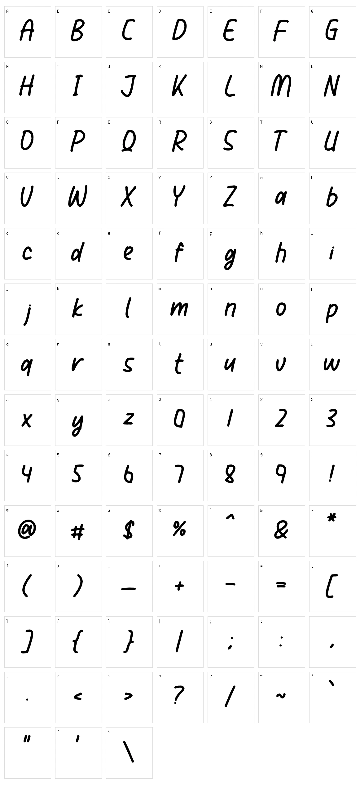 Polyester Notes Character Set