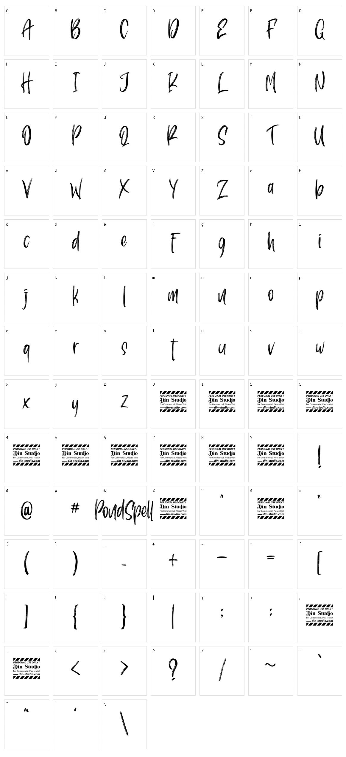 Pondspell Character Set