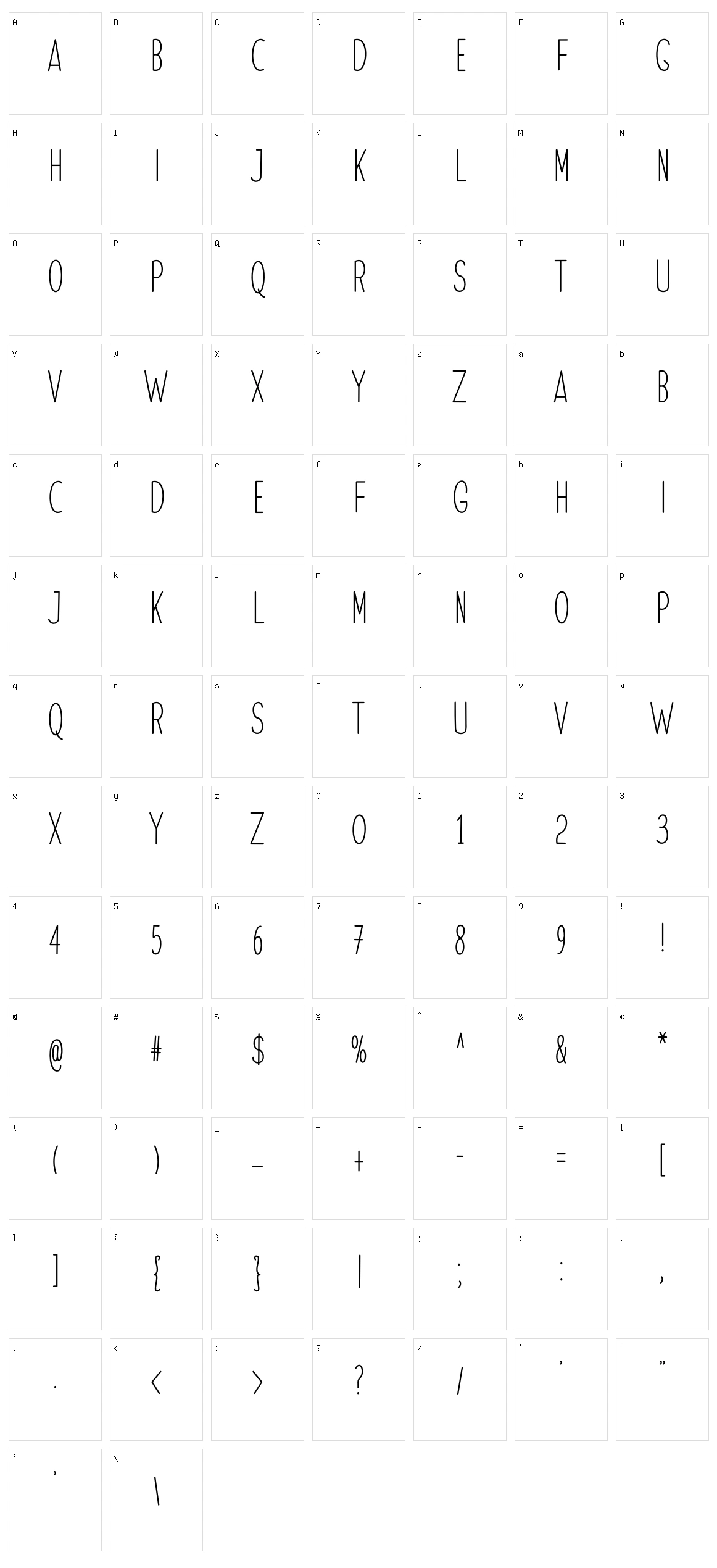Possible Character Set