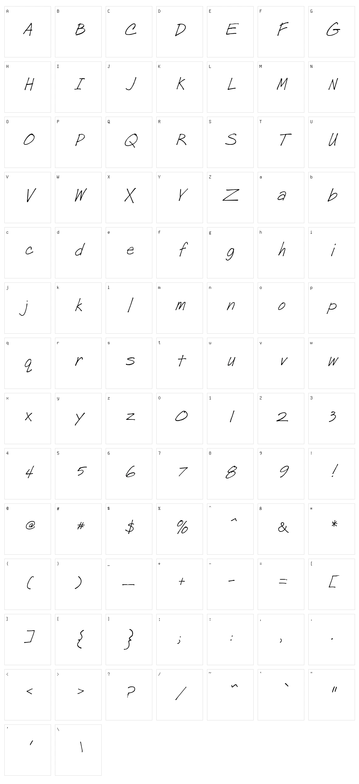 Post Note Character Set