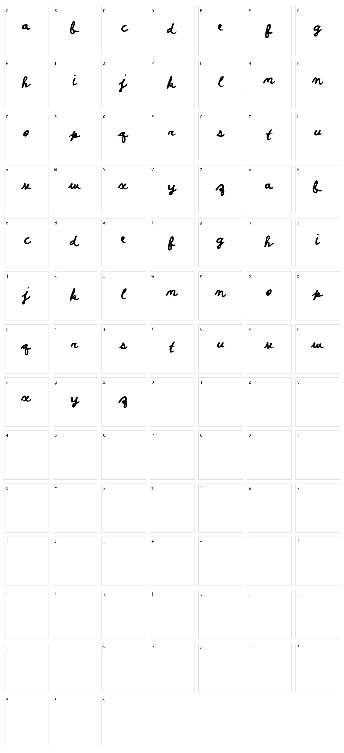 Poster Script B Character Set