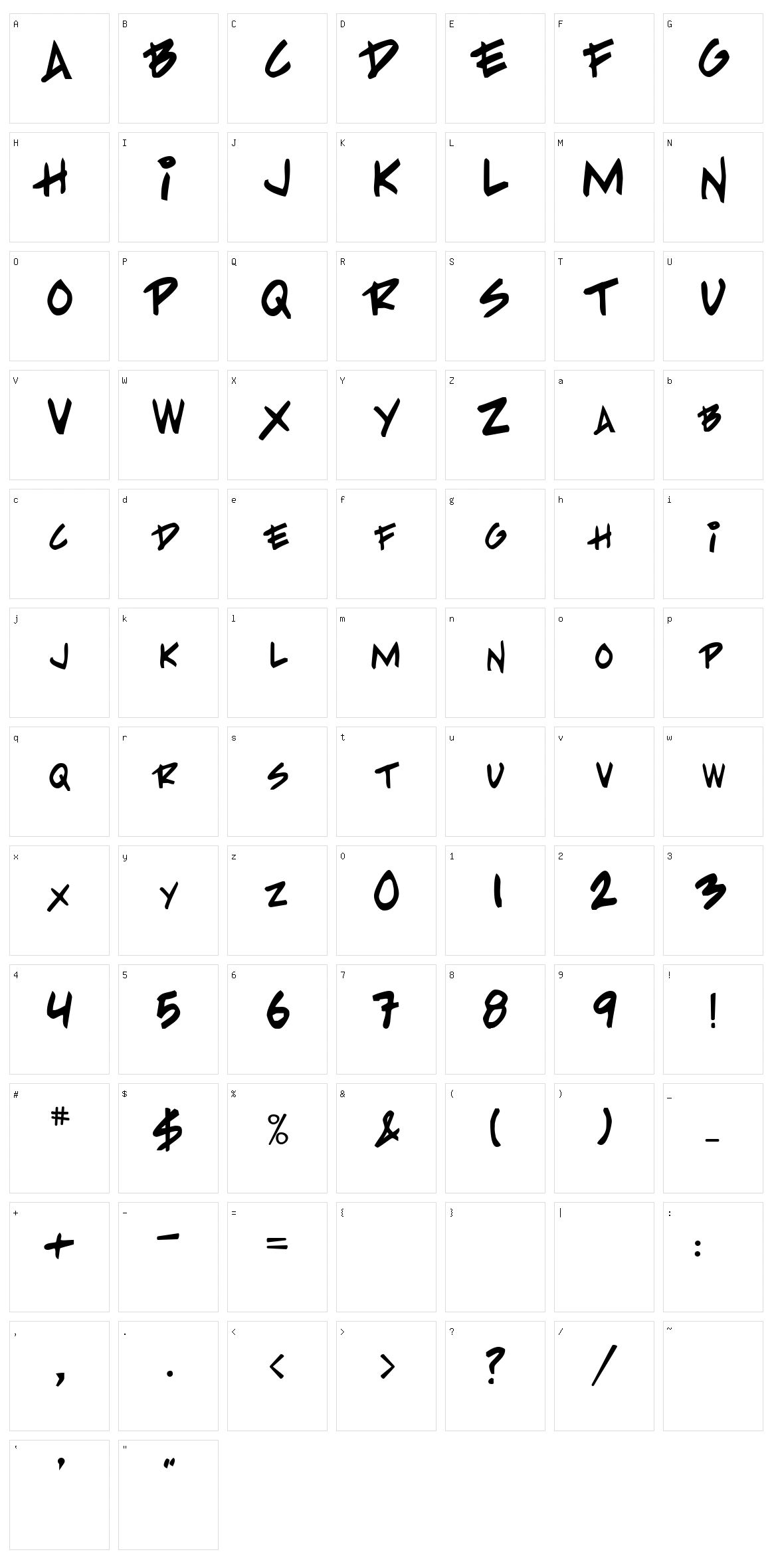 PP Handwriting Character Set