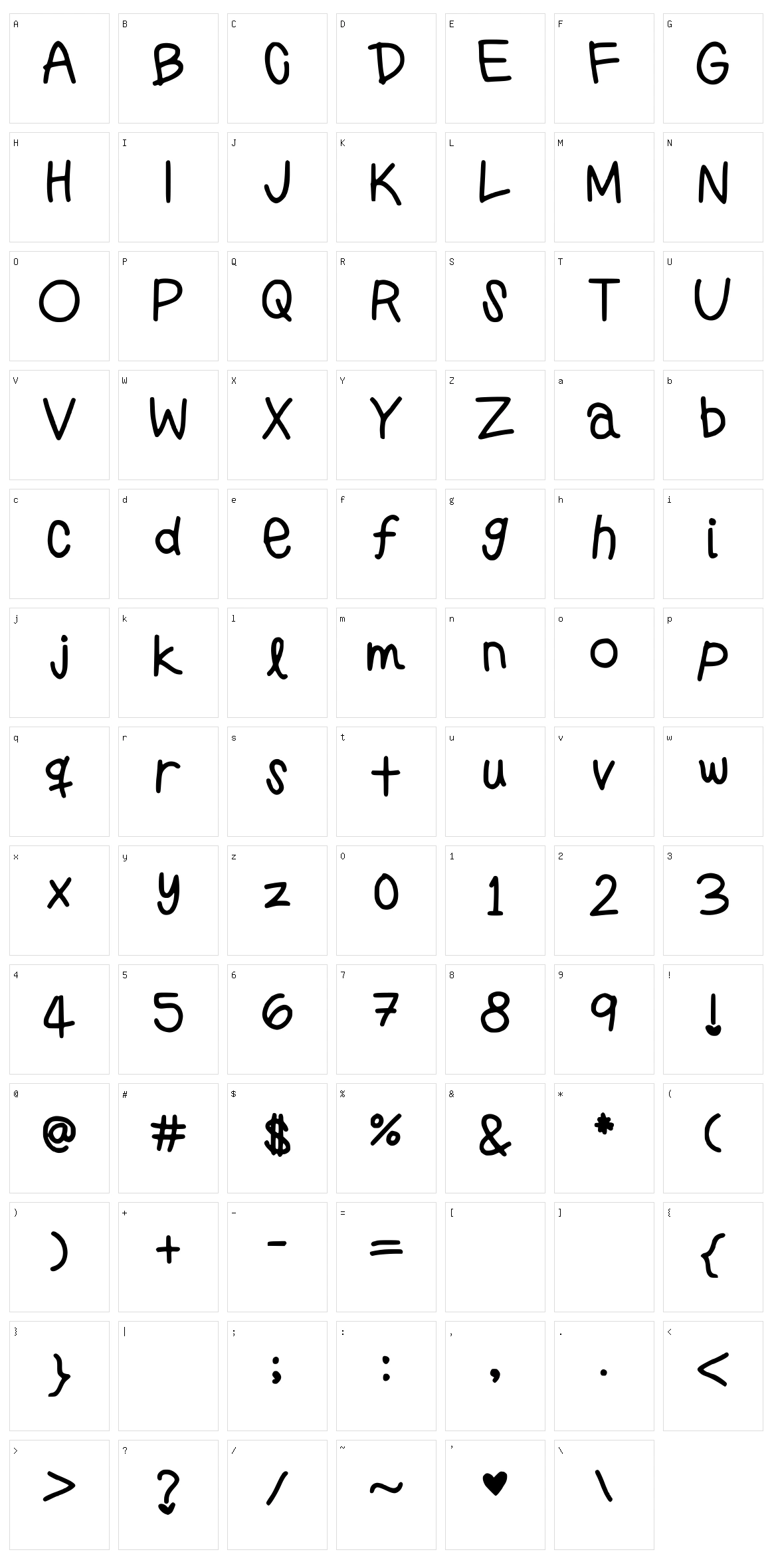 Preppy Girls Handwriting Character Set