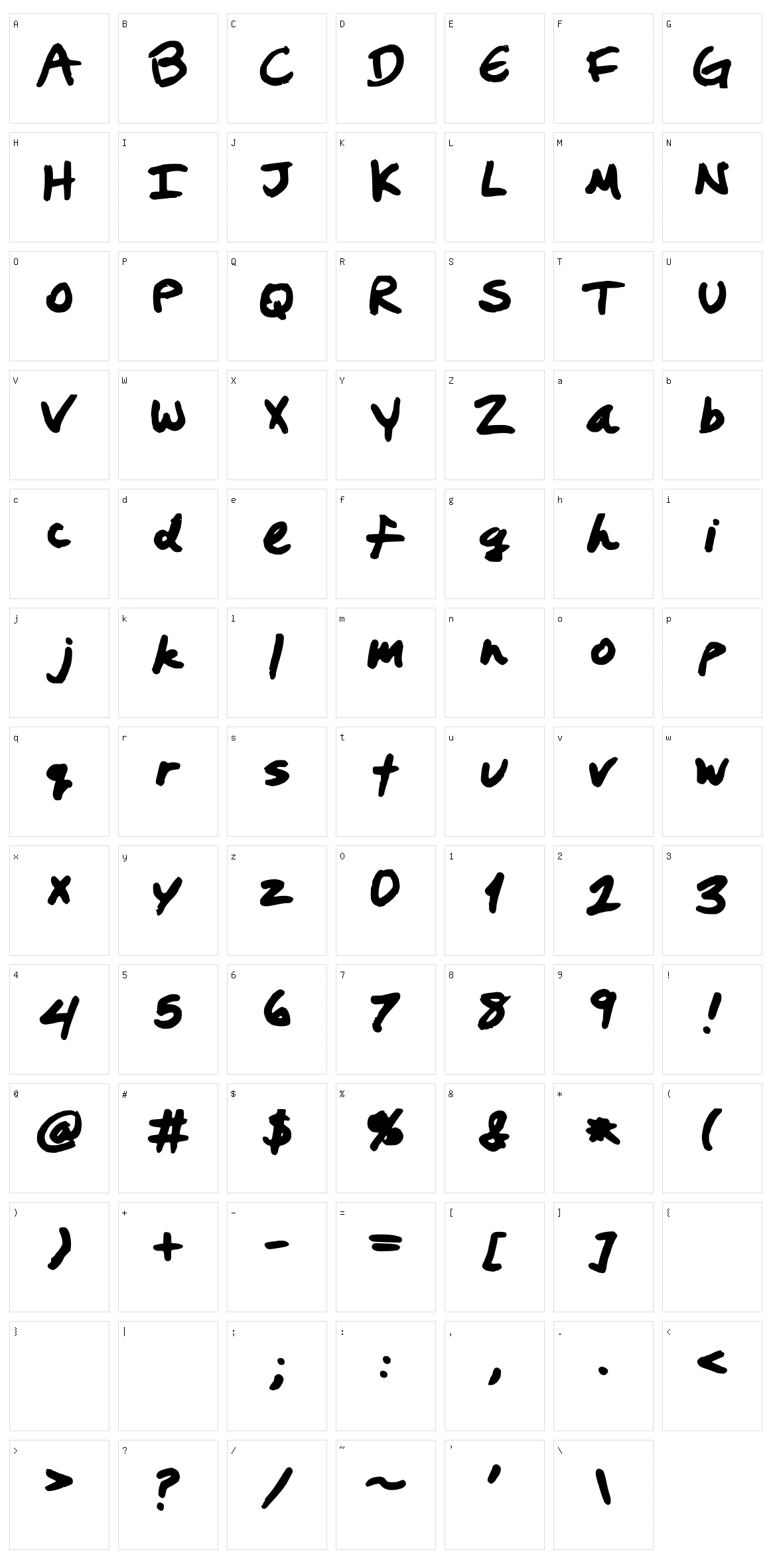 Prestons Writing Character Set
