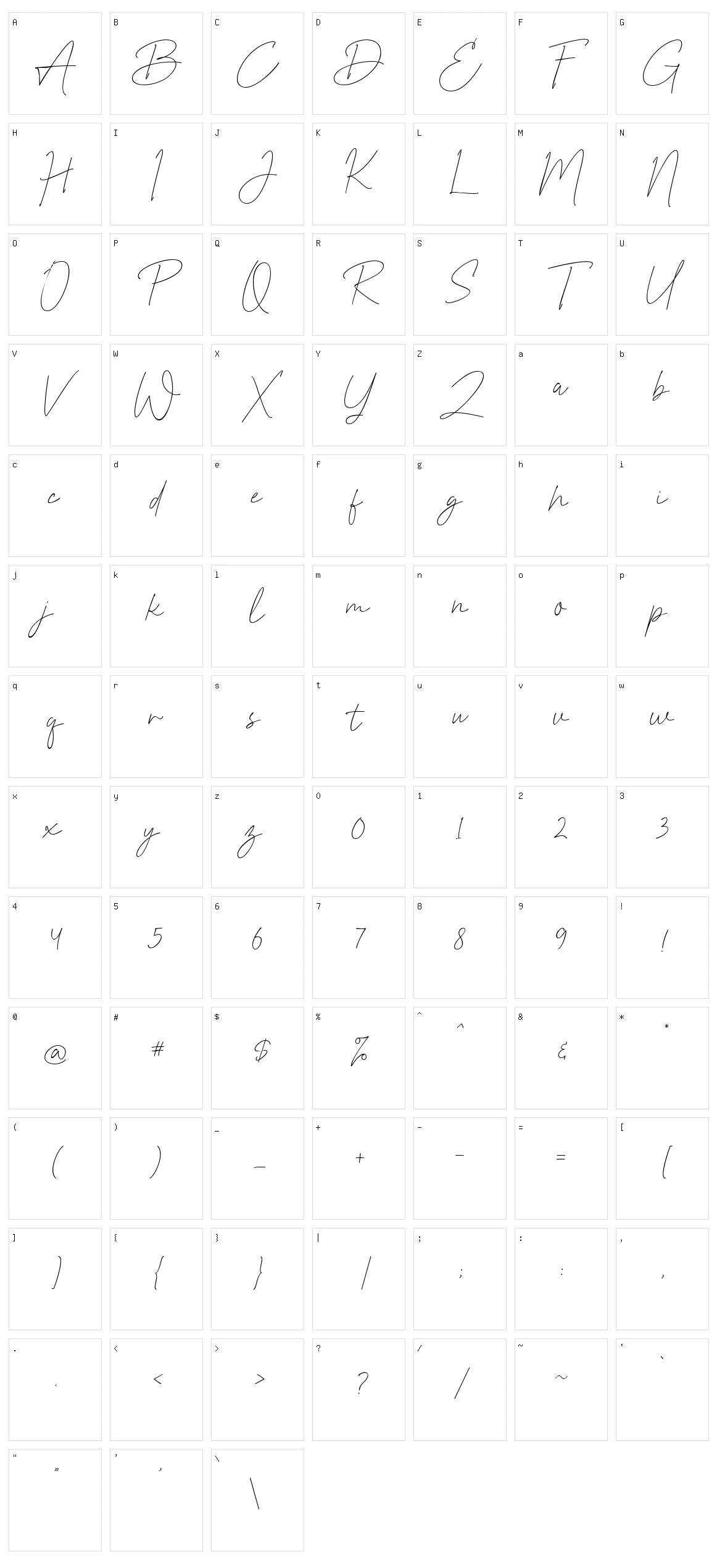 Prettier Script Character Set