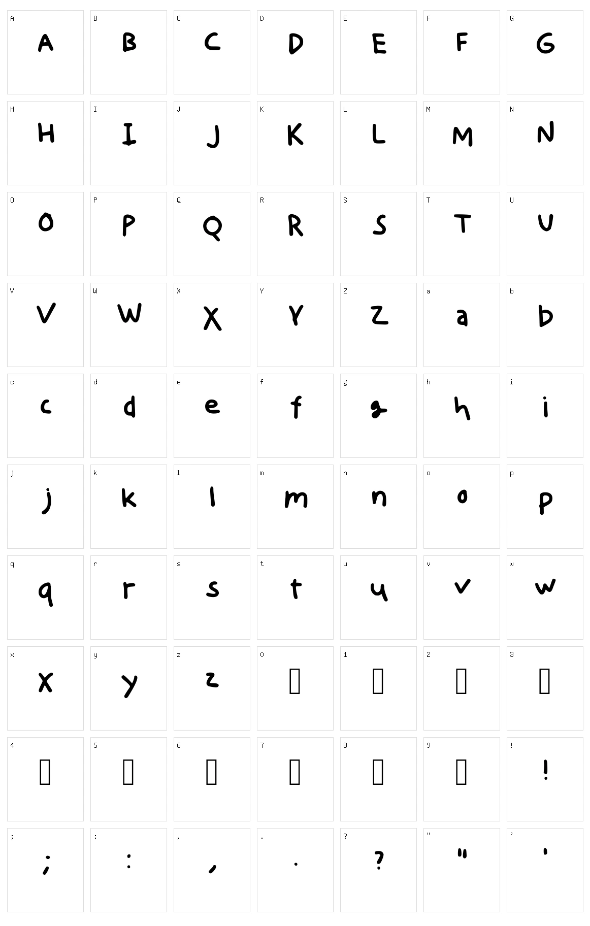 Pretty Notes Character Set