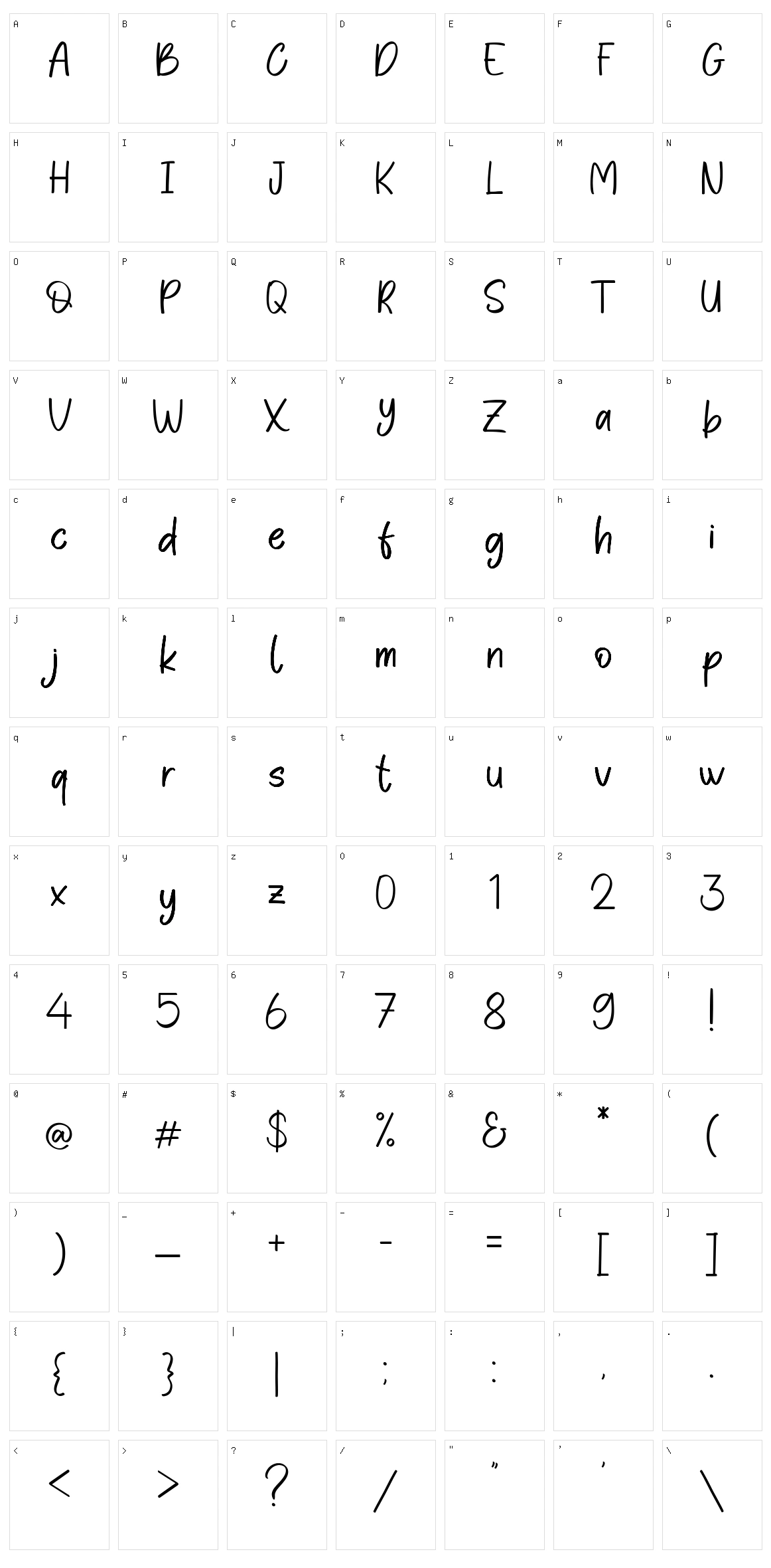 Pretty Sasa Character Set