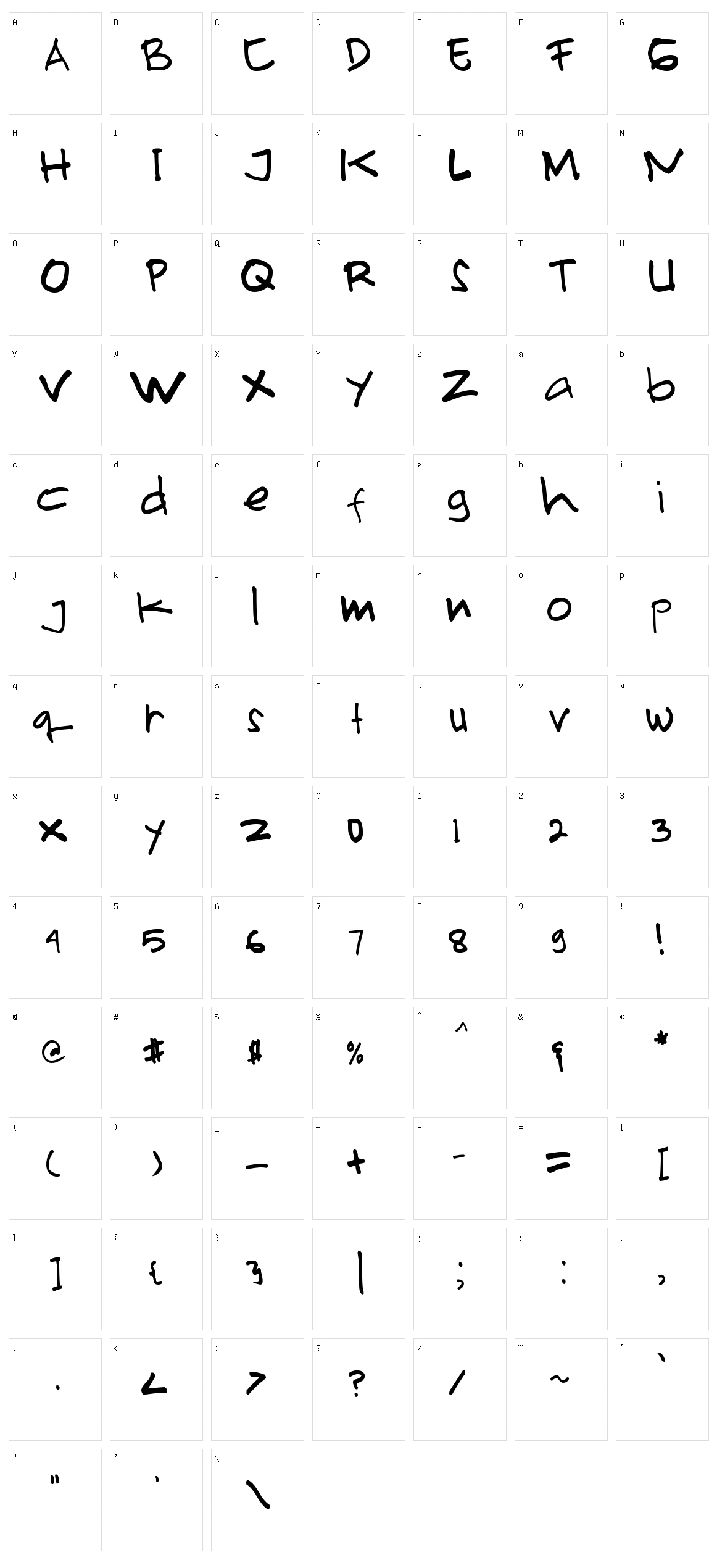 Primahandwrite Character Set