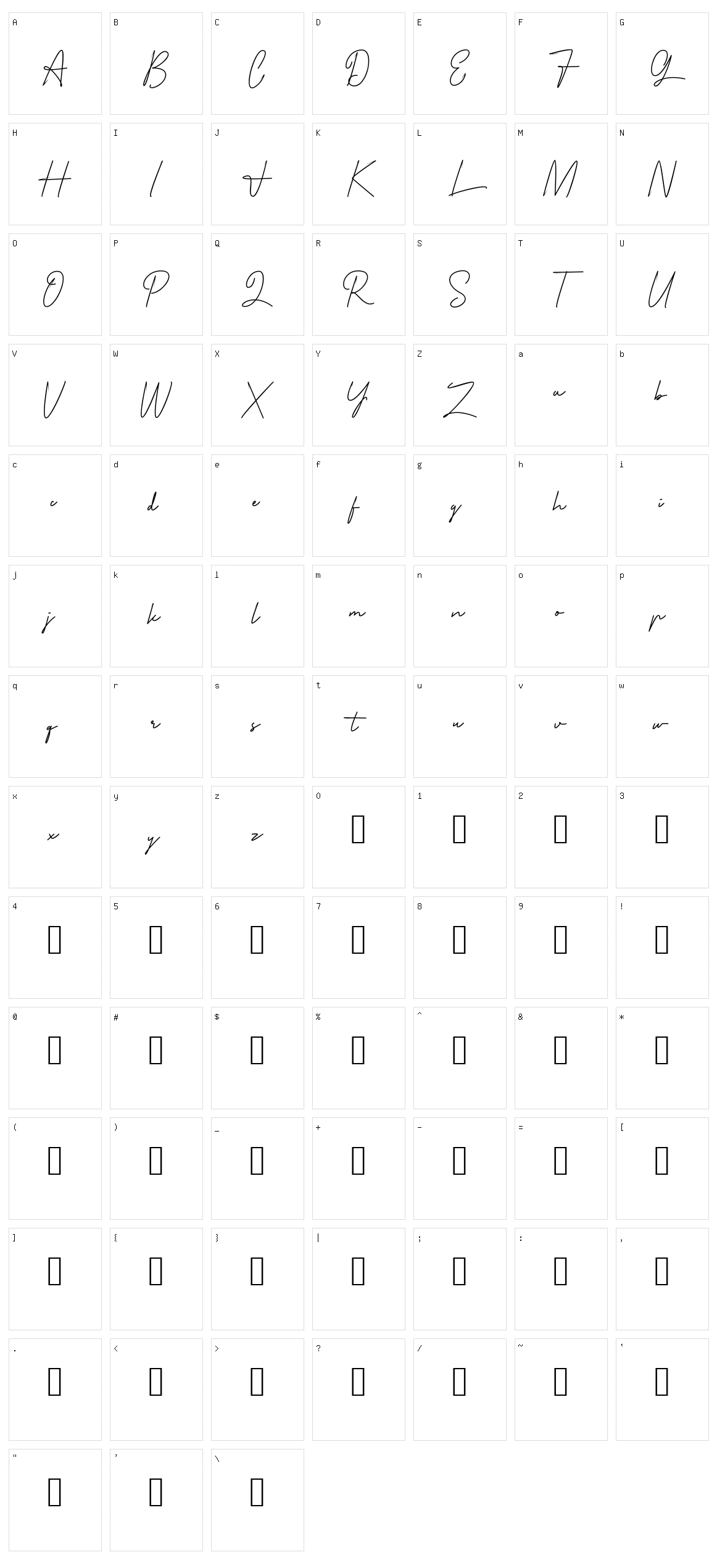 Primera Signature Character Set