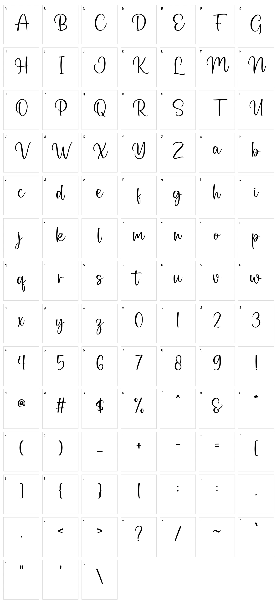 Primrose Character Set