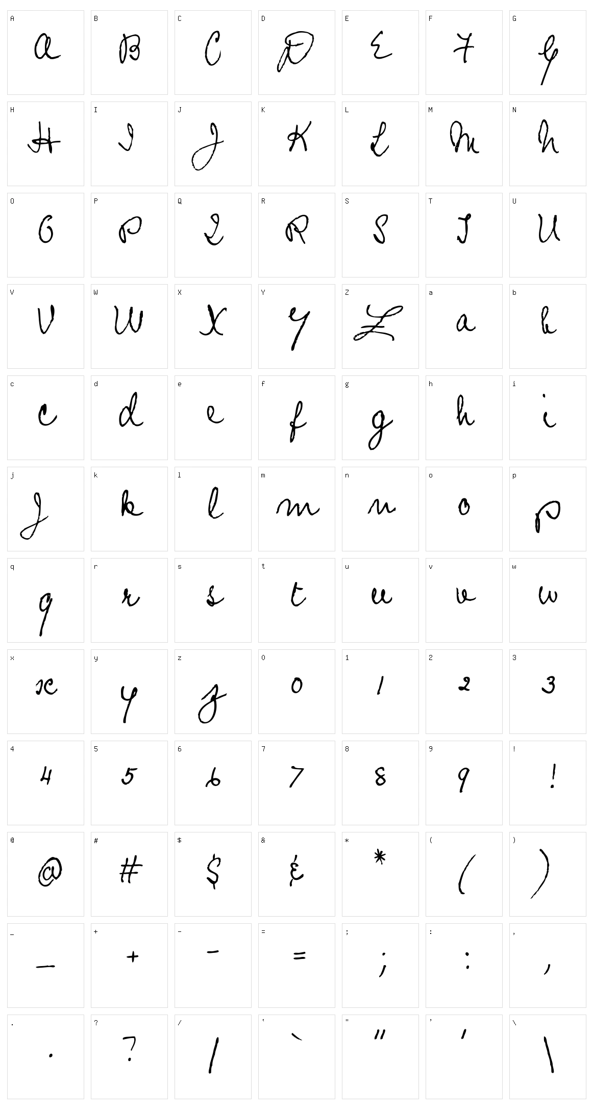 Prophecy Script Character Set