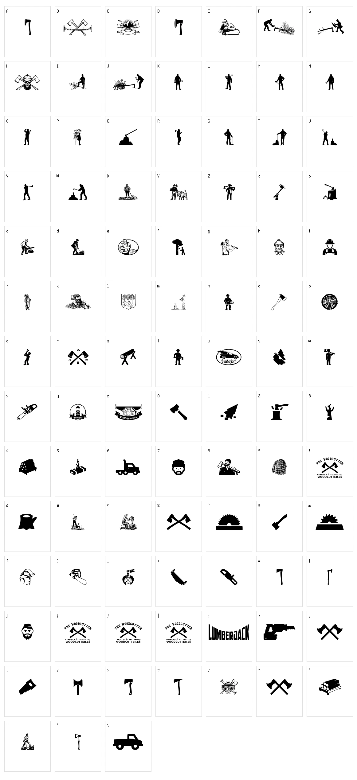 The Woodcutter Character Set