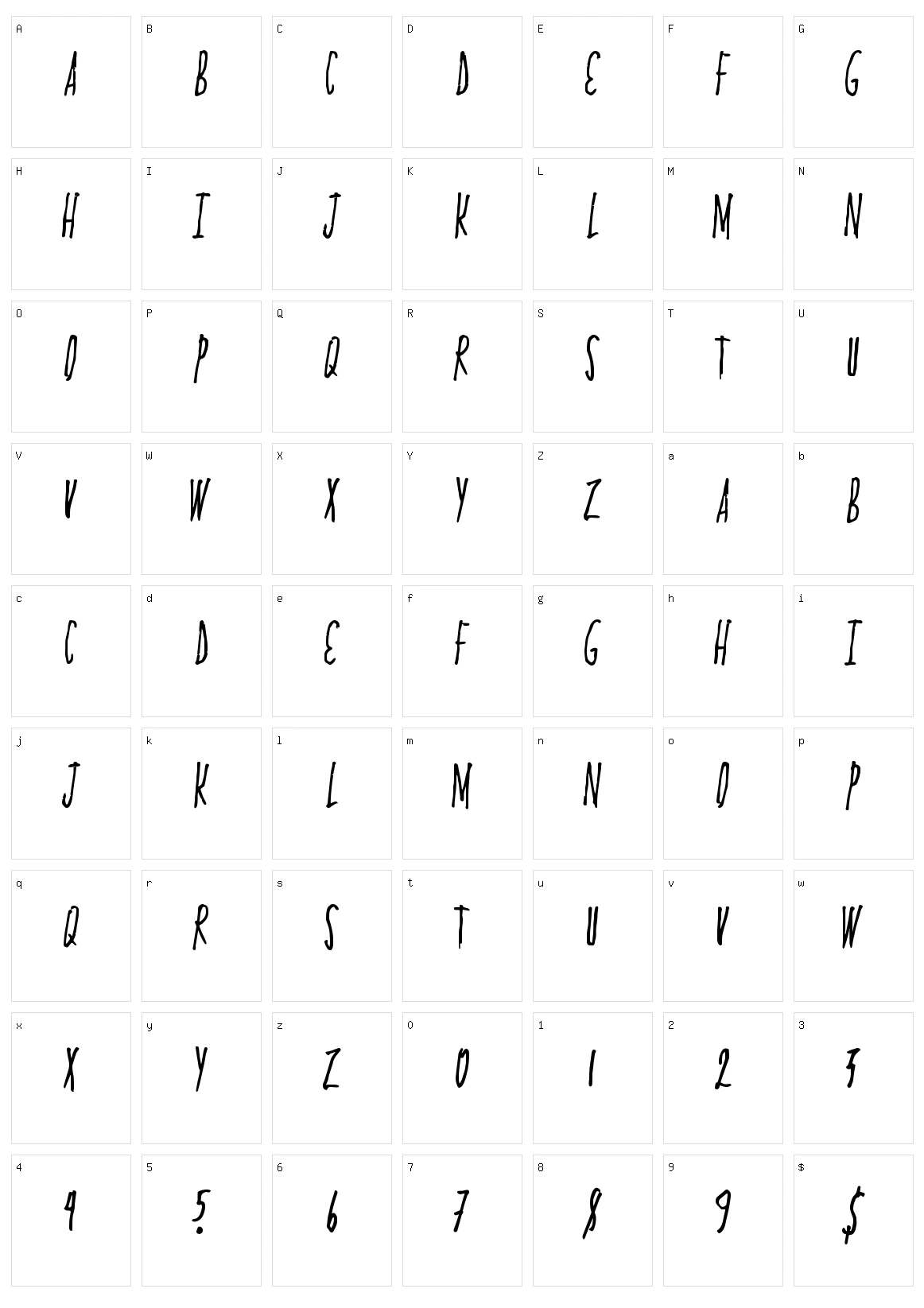 Proxima Four Character Set