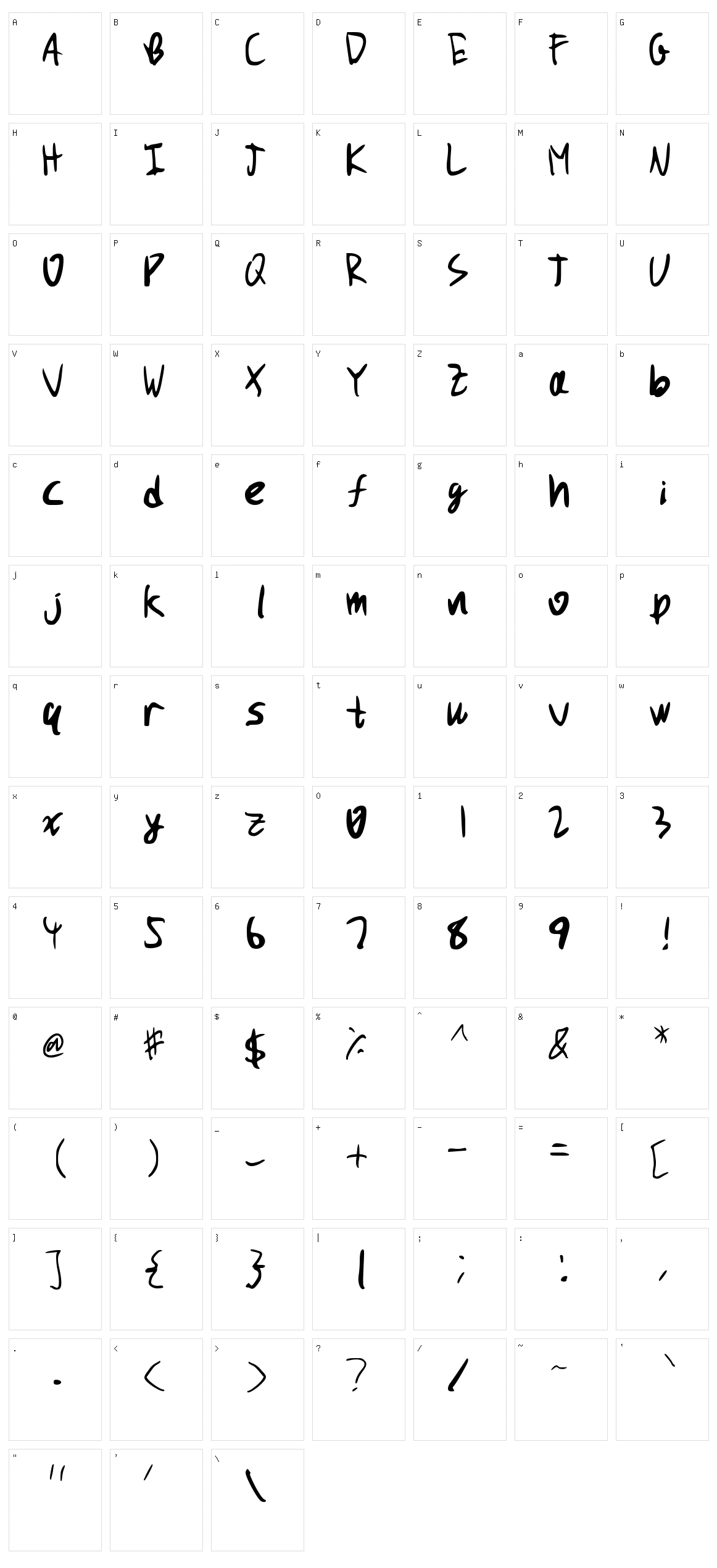 PuchiMono Character Set