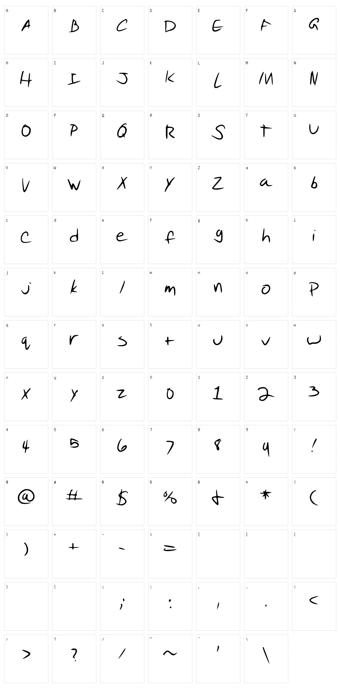 Pudding Script Character Set