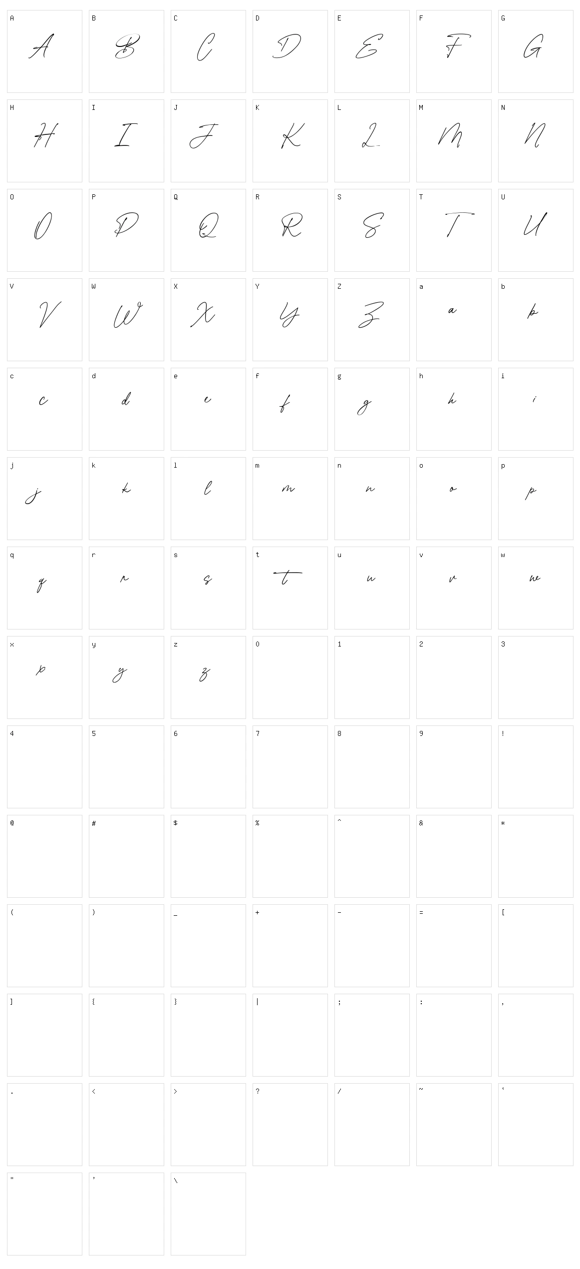 Purplemonths Character Set