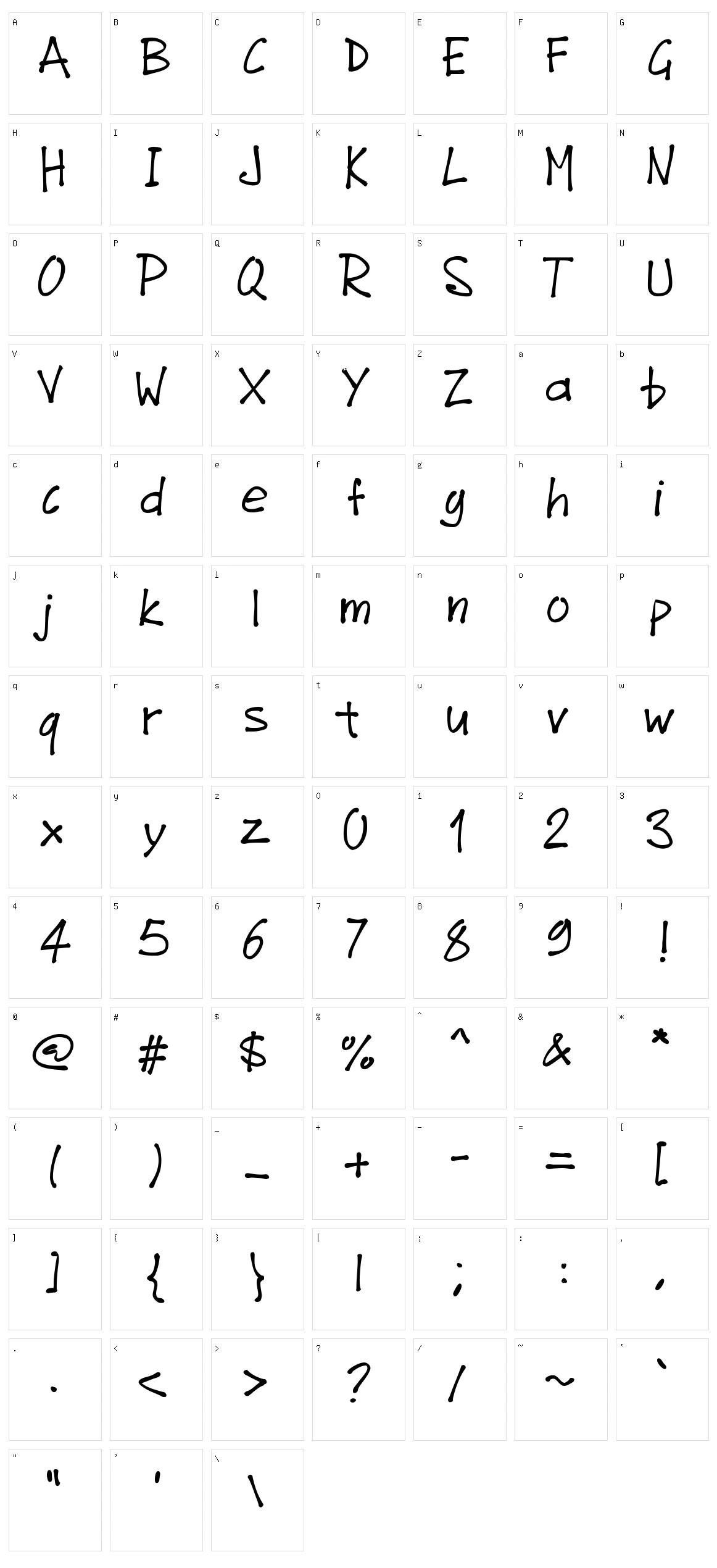 PW Junefont Character Set