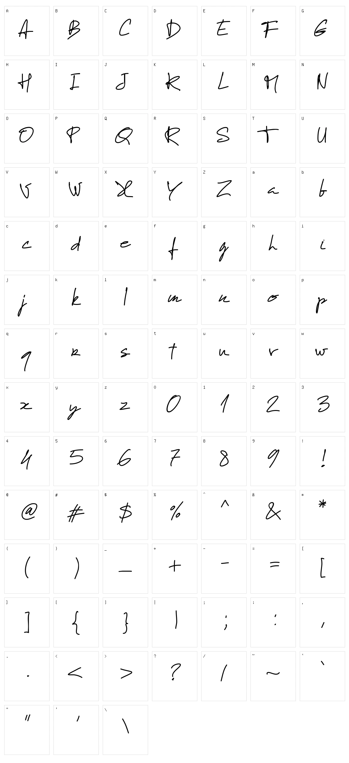 PW Manuel free Character Set