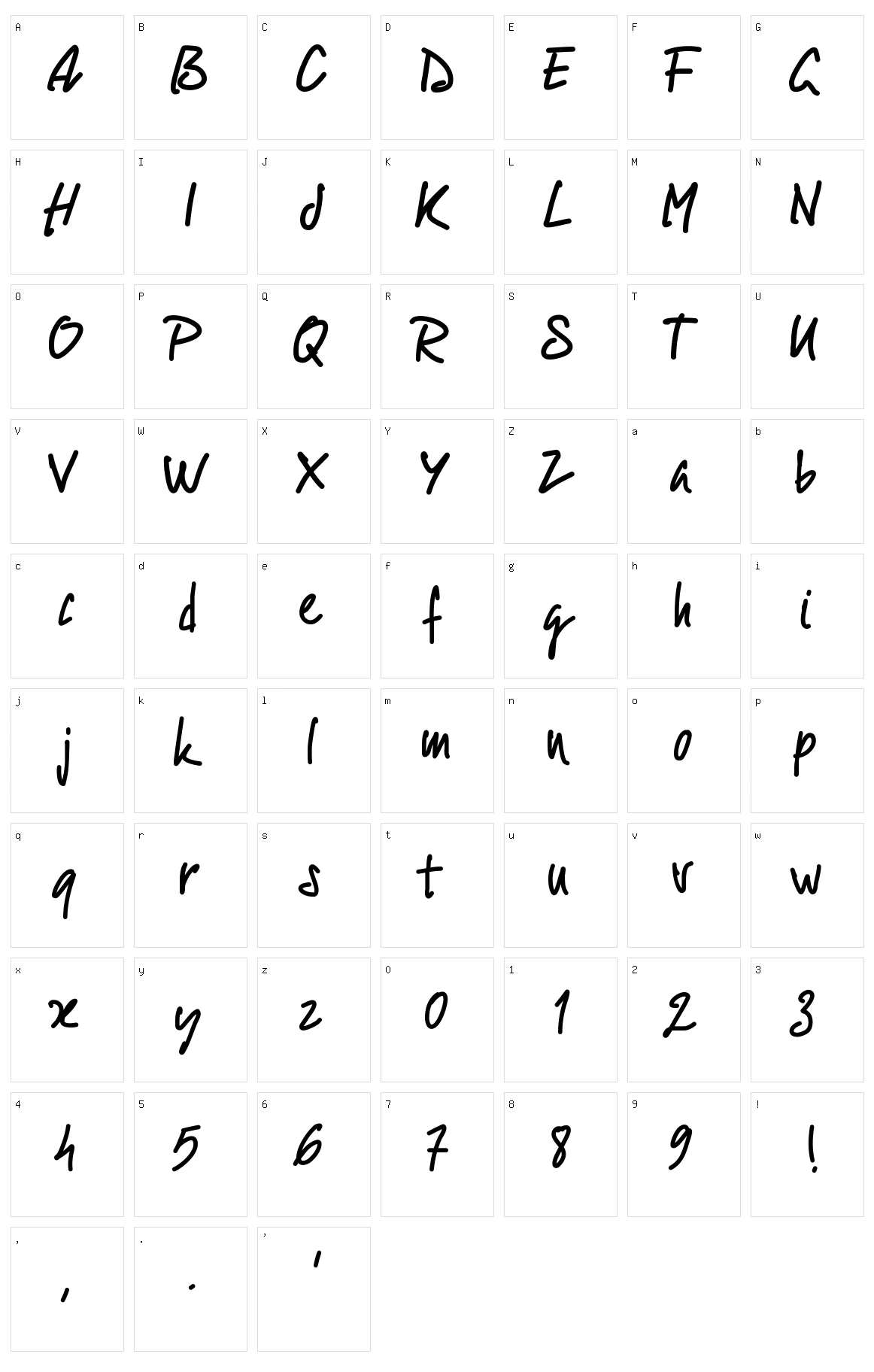 PW Script 09 Character Set