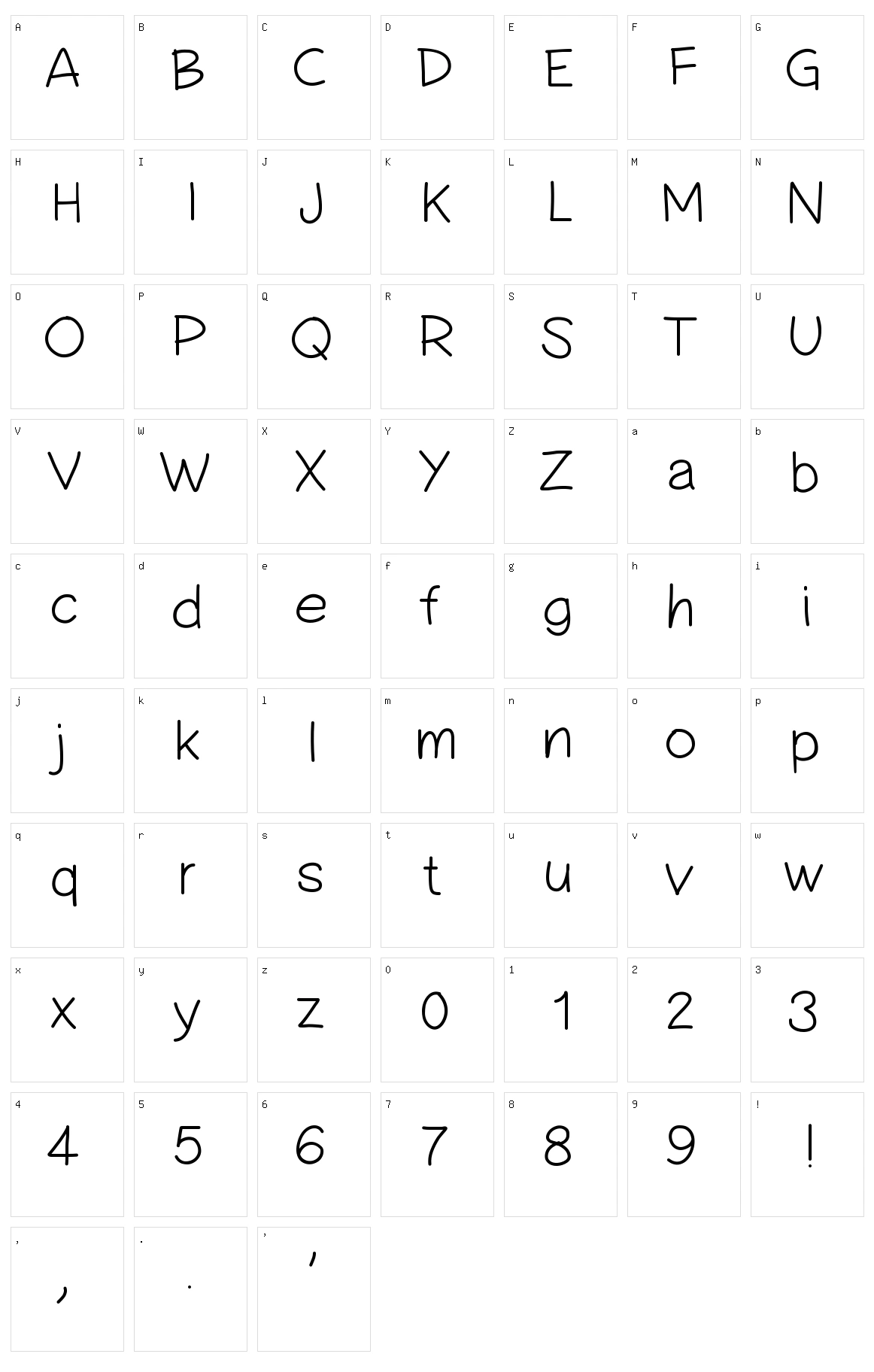PW Simple Handwriting Character Set