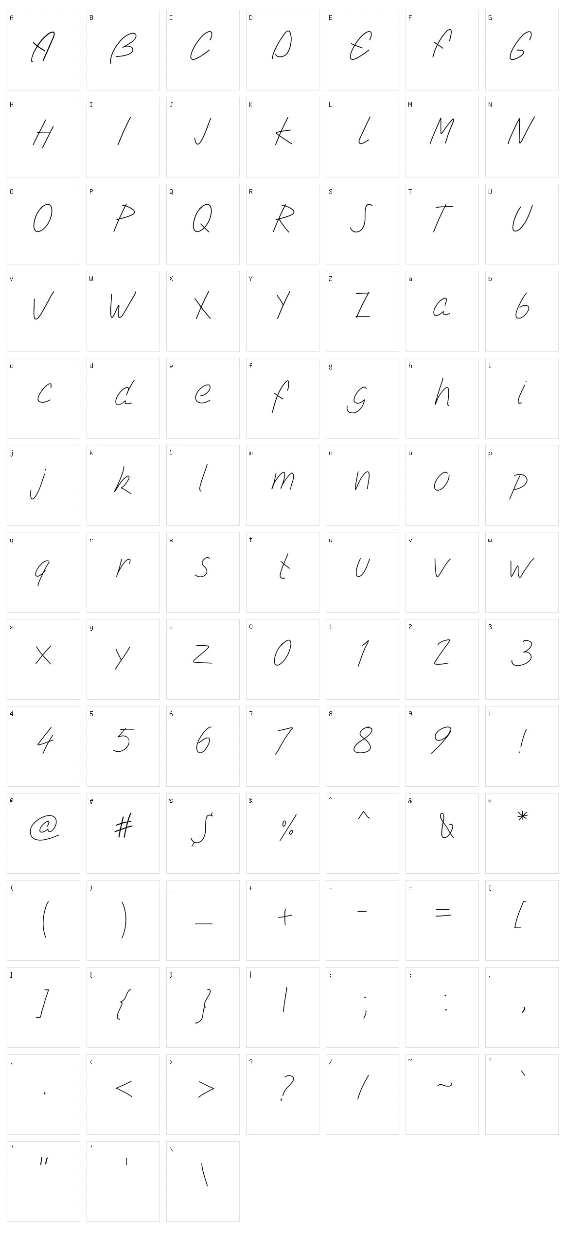 PW Simple Script Character Set