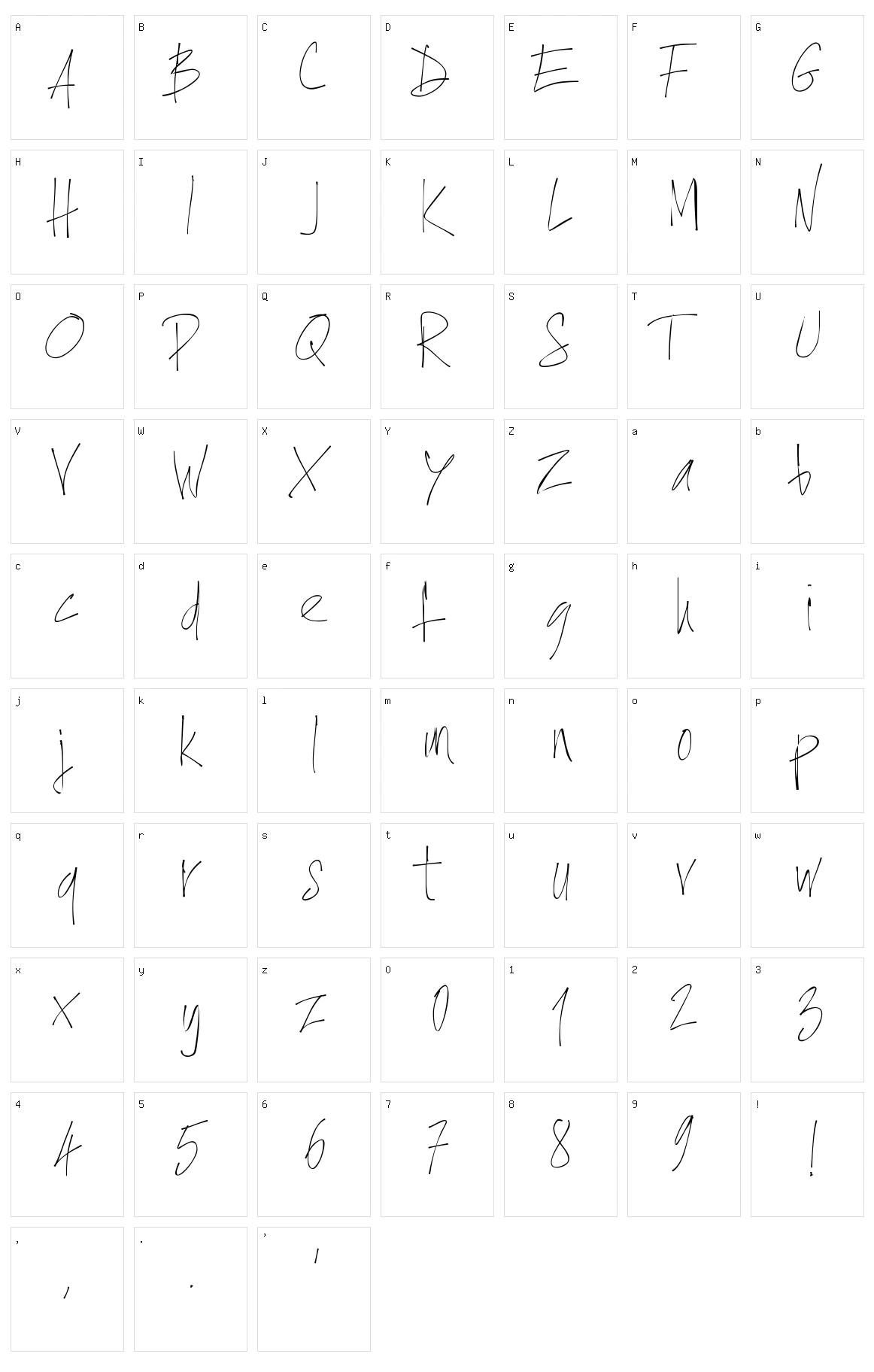 PW Xtra Thin Character Set