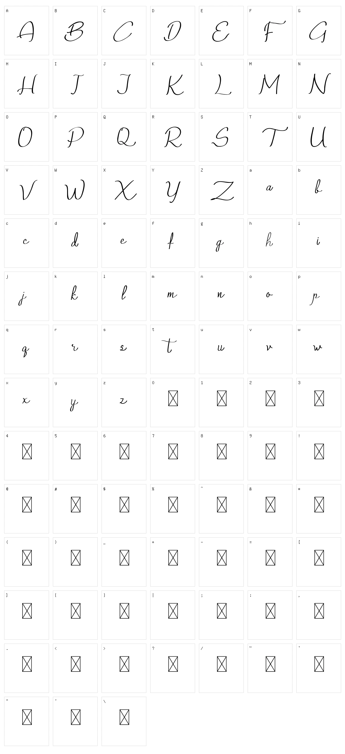 Qalin Handwritting Character Set