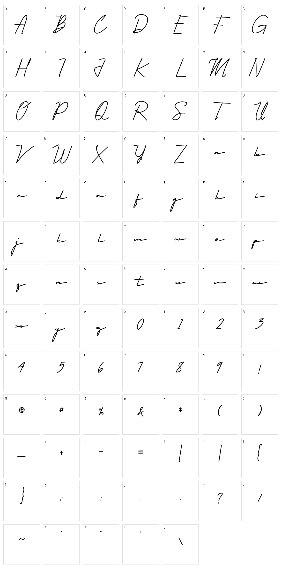 Qhueeny Signature Character Set