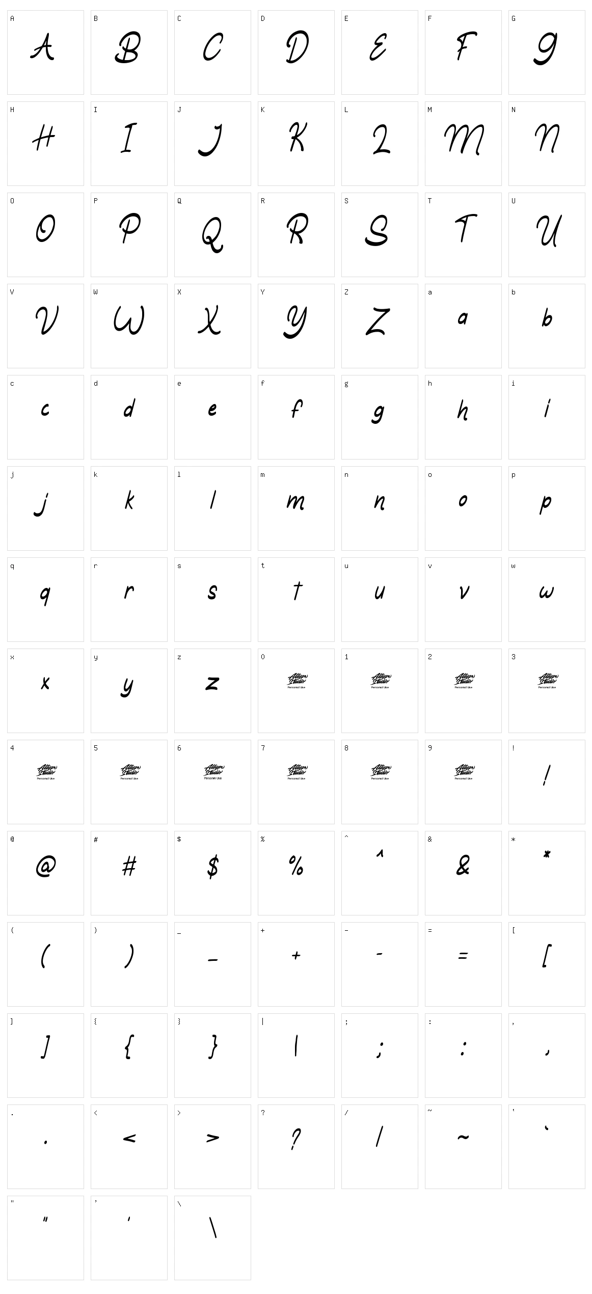 Qicka Character Set