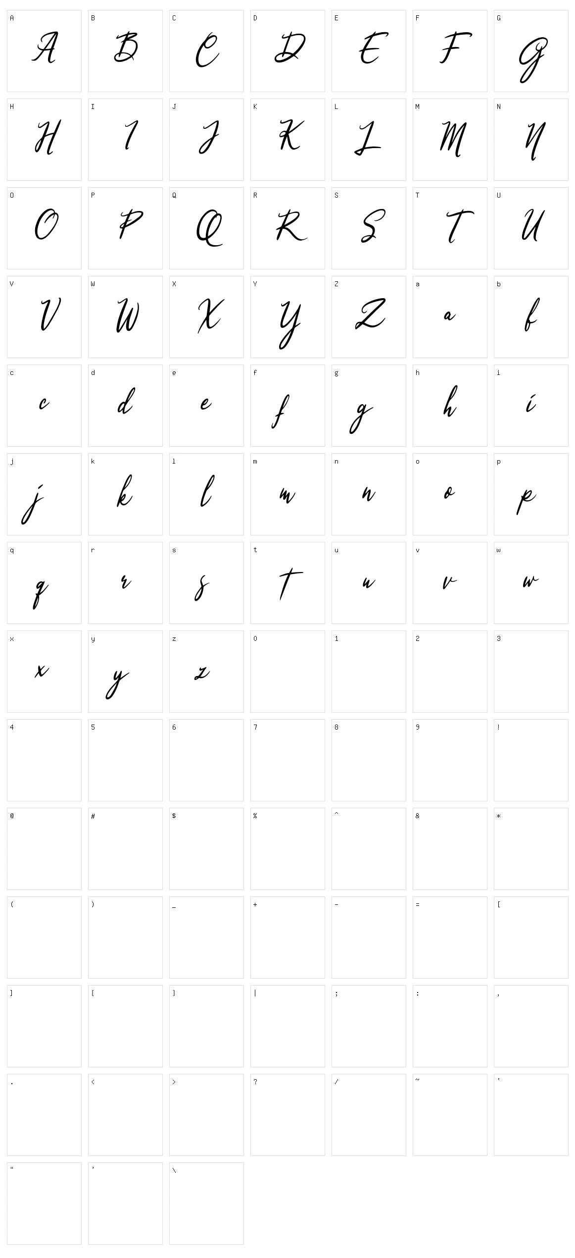 Qinyana Signature Character Set