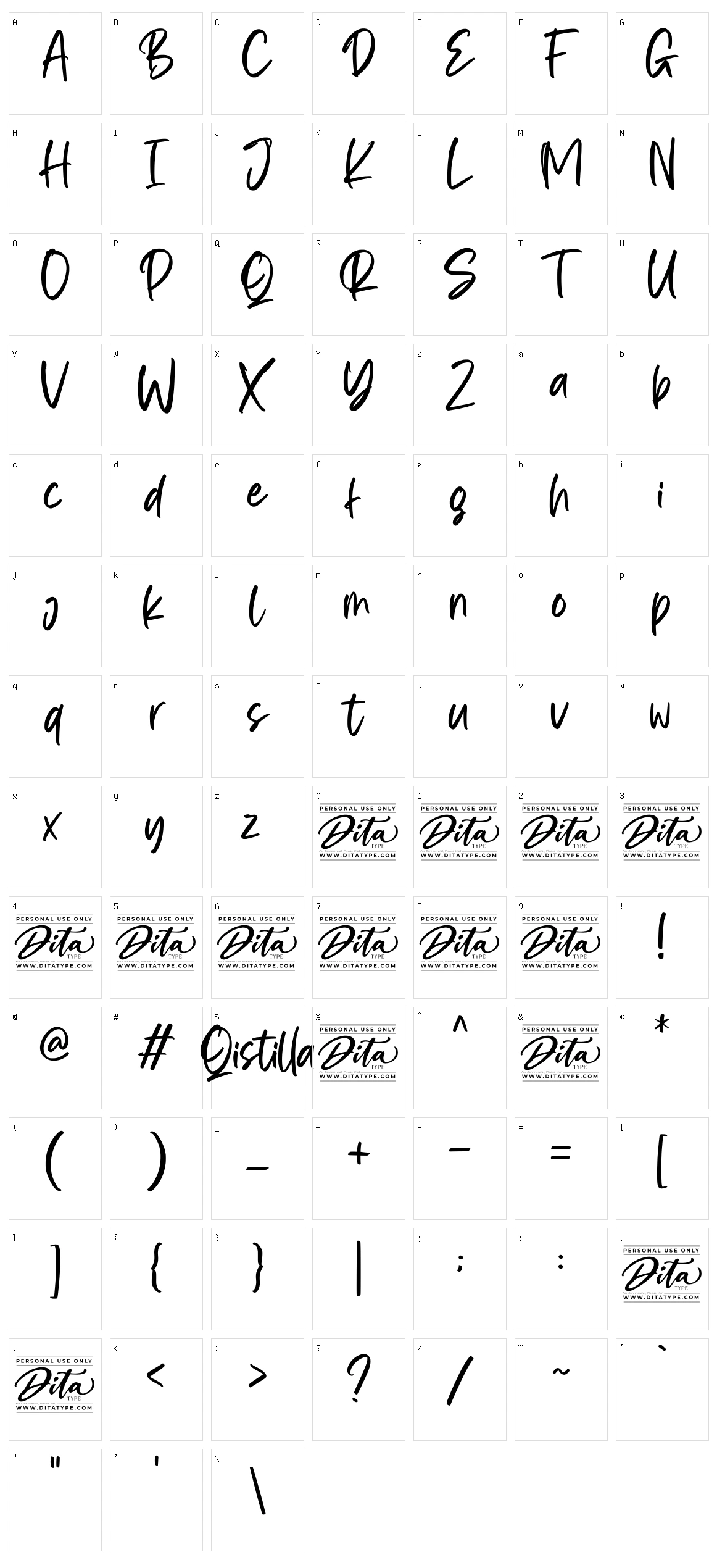 Qistilla Character Set