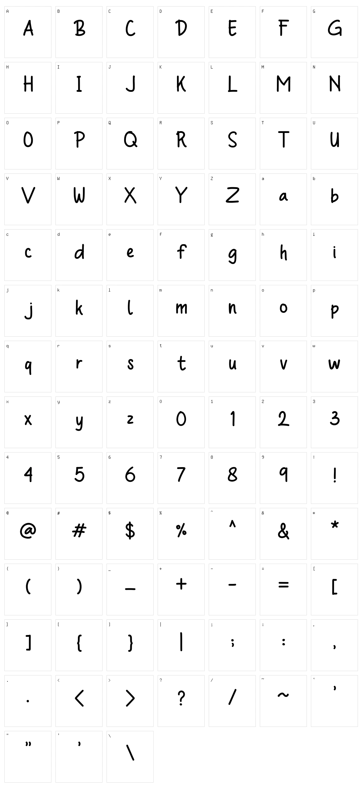Qolak Pisank Character Set