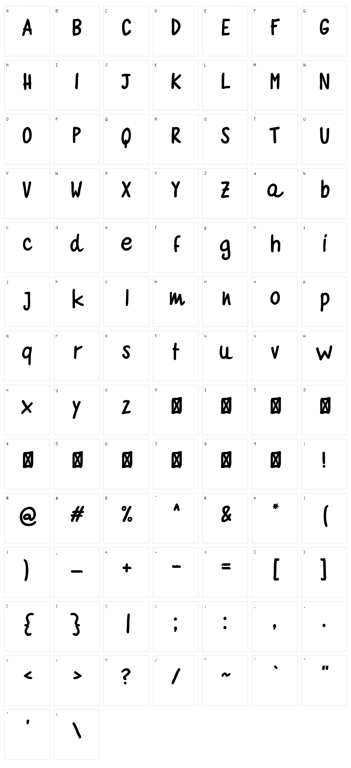 Quaderno Bianco Character Set
