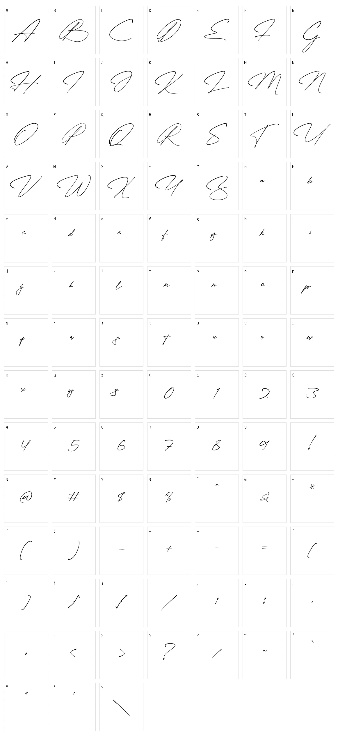 Quenttine Signature Character Set
