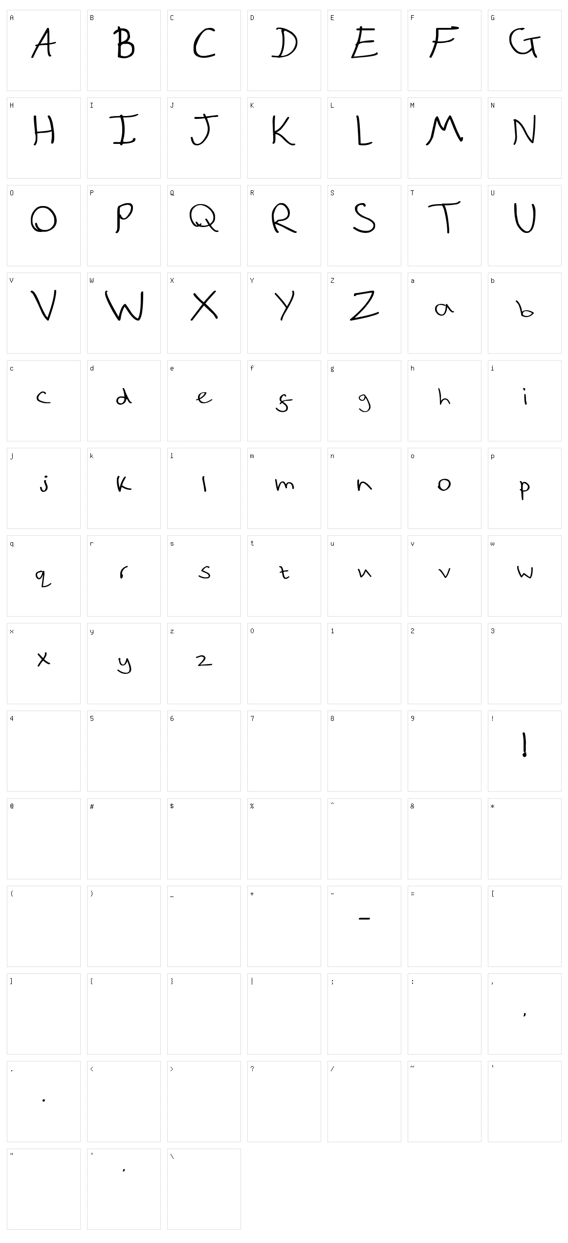 Quick Note Character Set