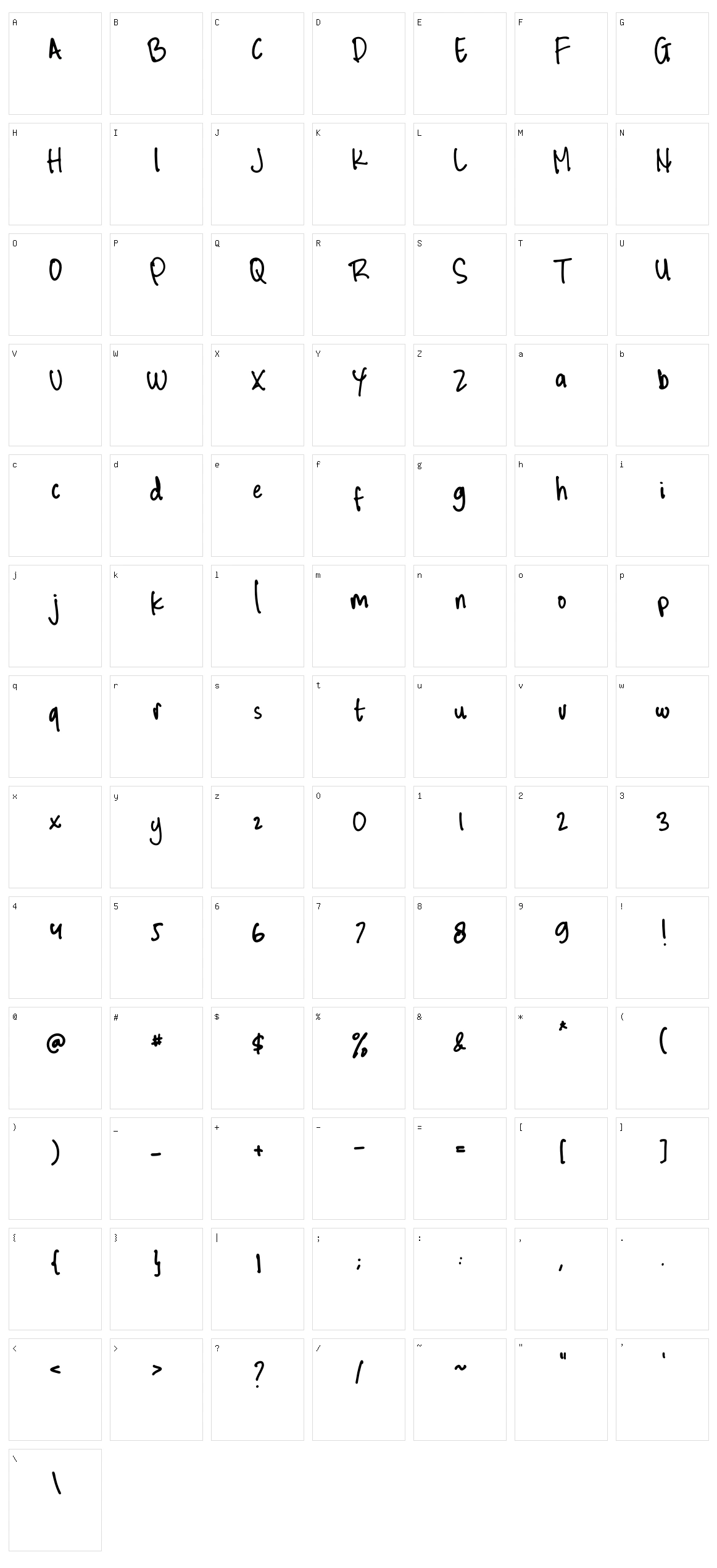 Quickbrown Character Set