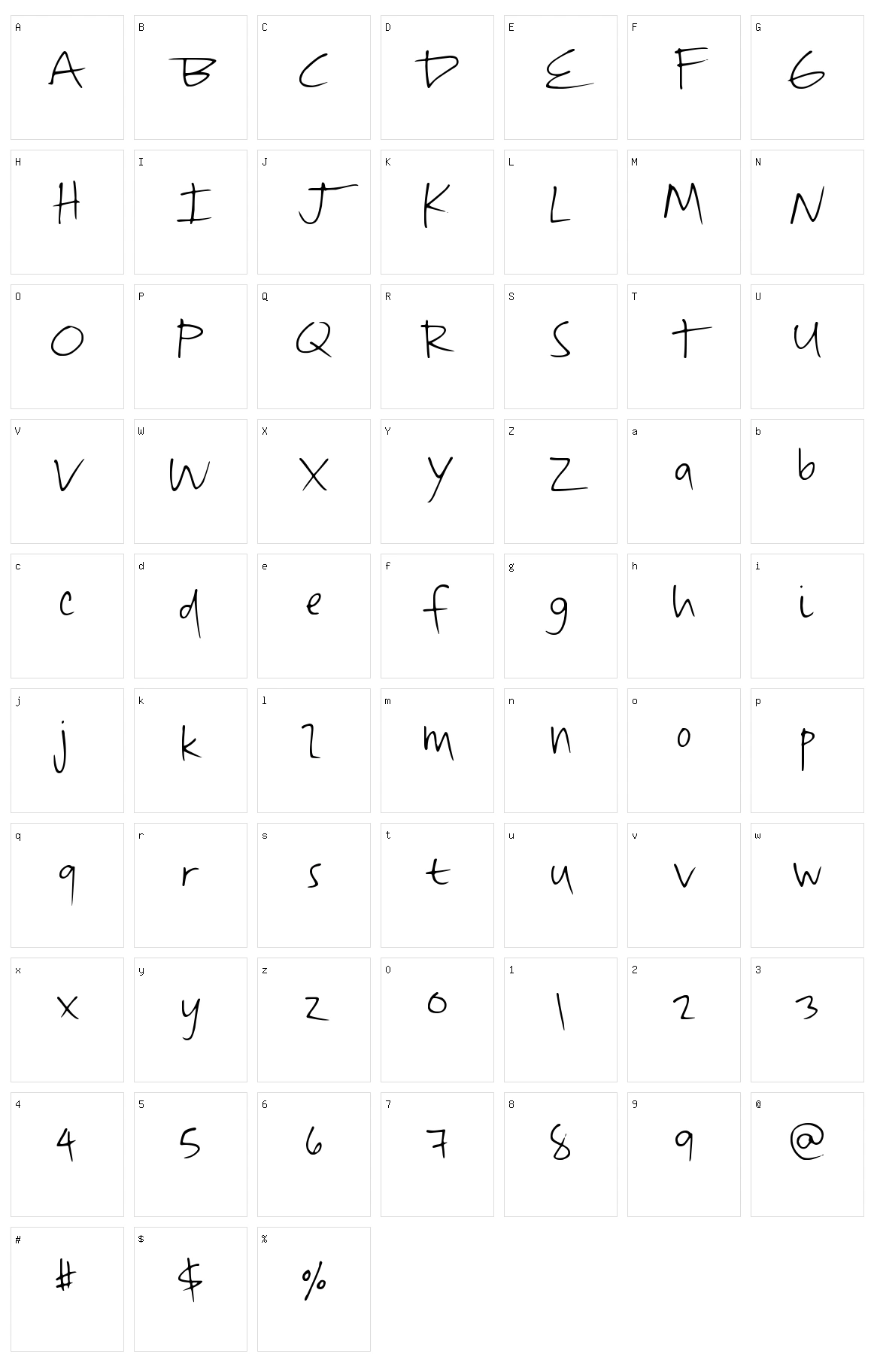 QuickDirty Character Set