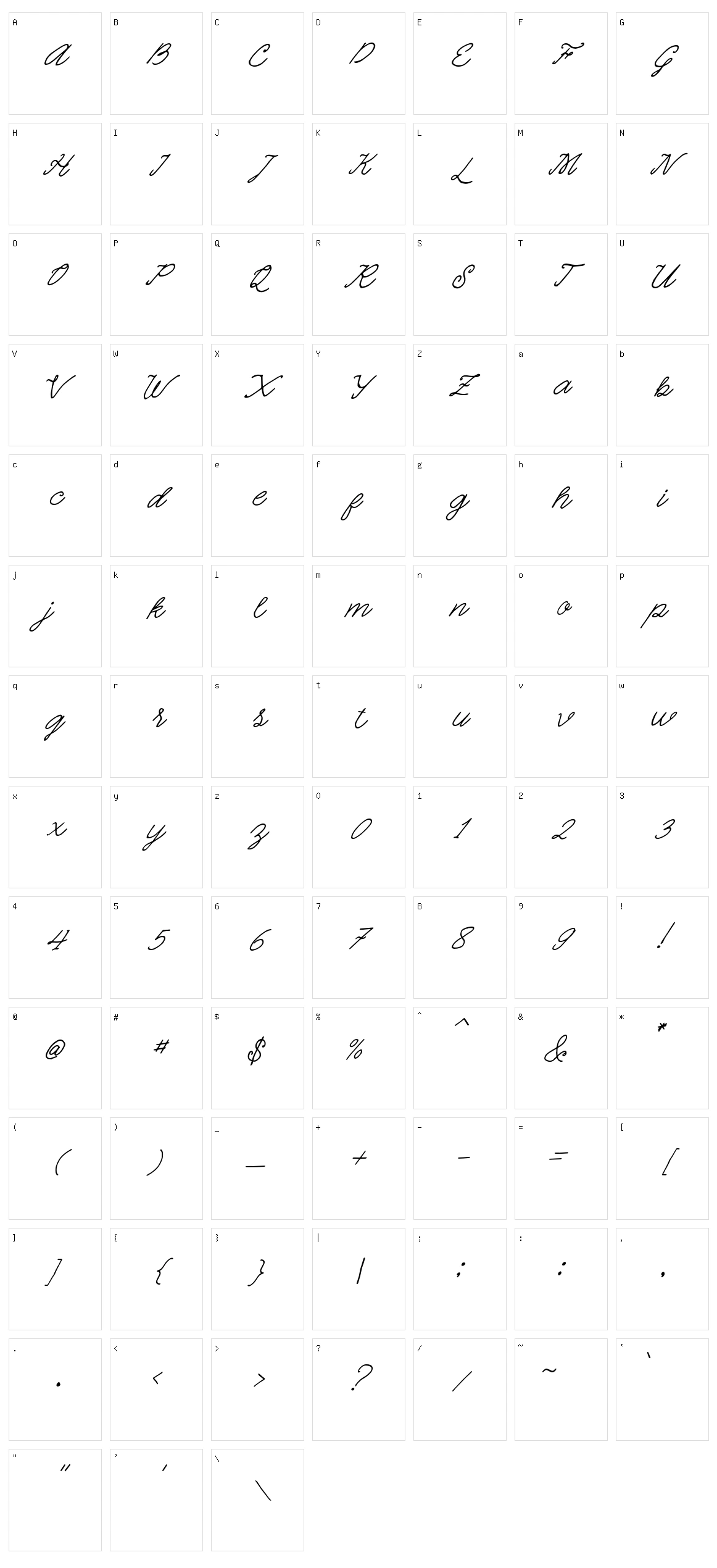 Quickline Character Set