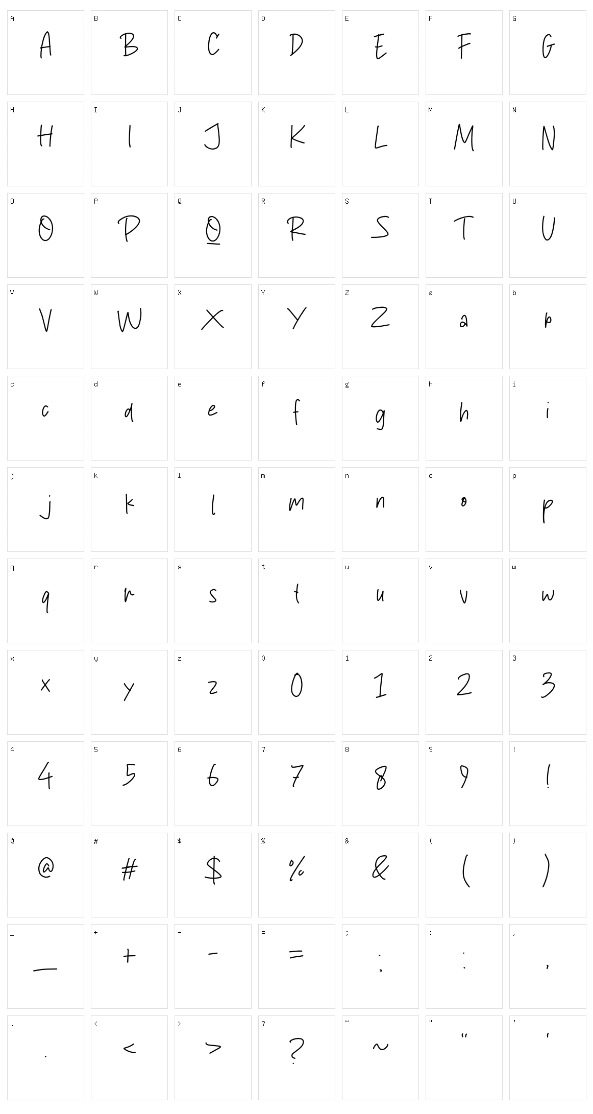 Quickline Character Set