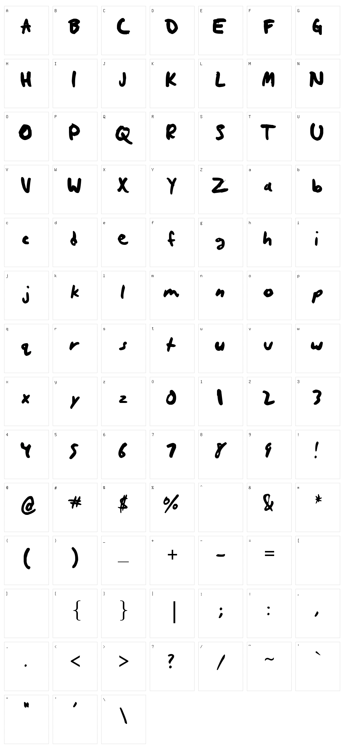 Quickrite Character Set
