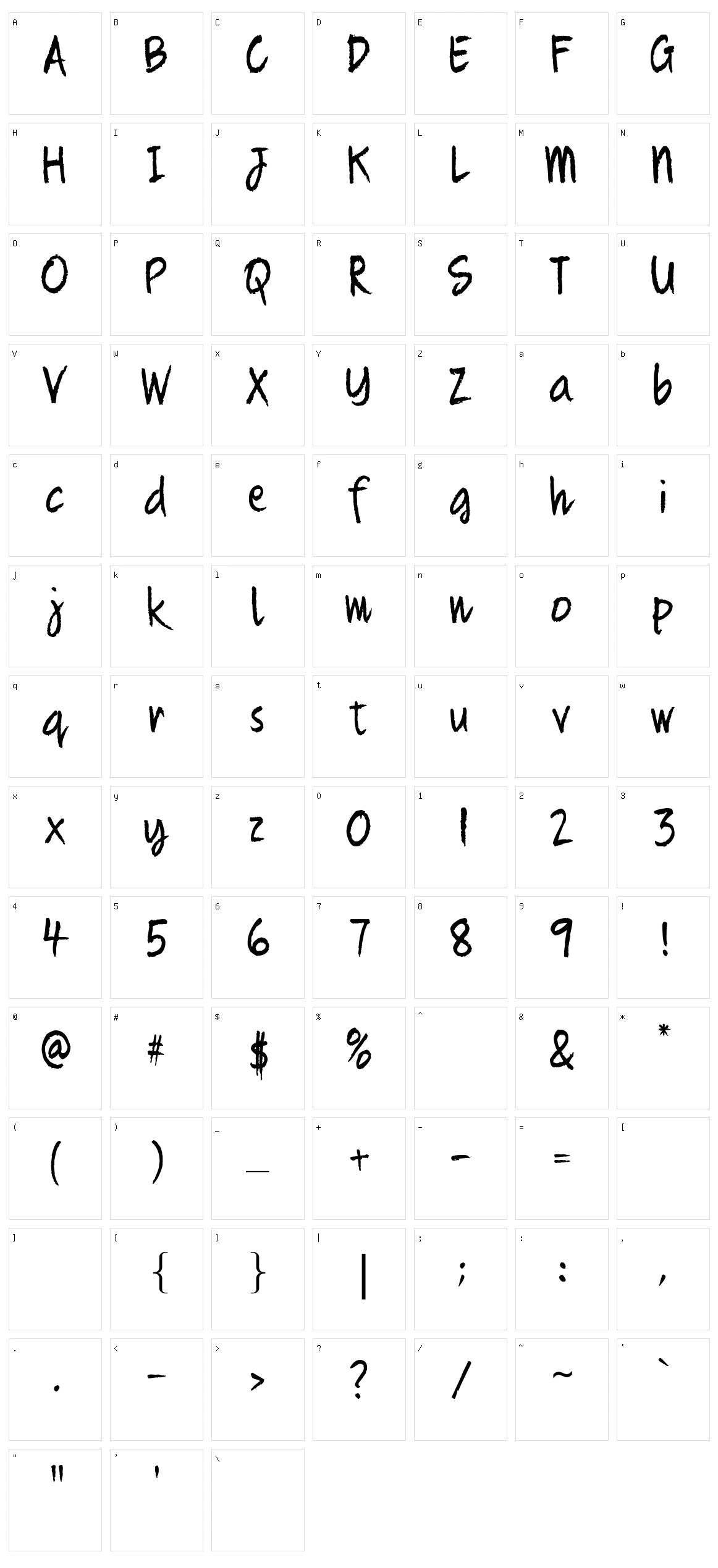 Quikhand Character Set