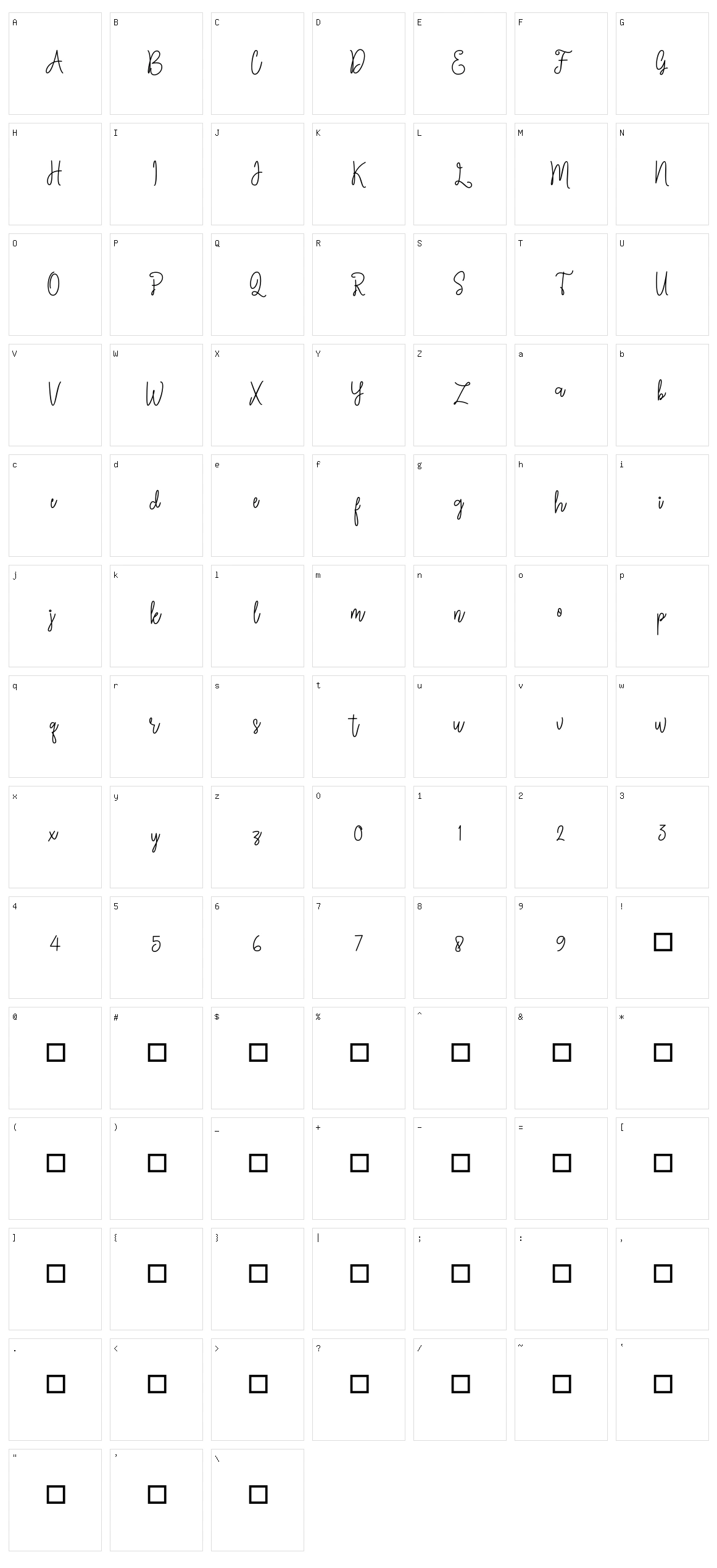 Quillines Character Set