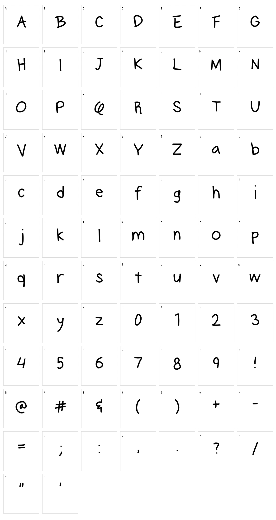 Quincy Egbert Character Set