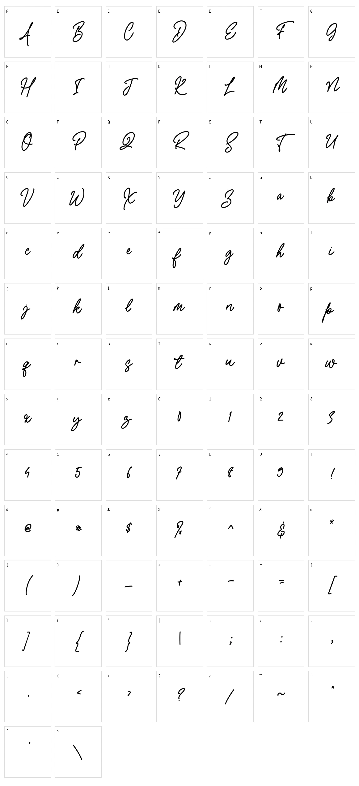 Quinley Character Set