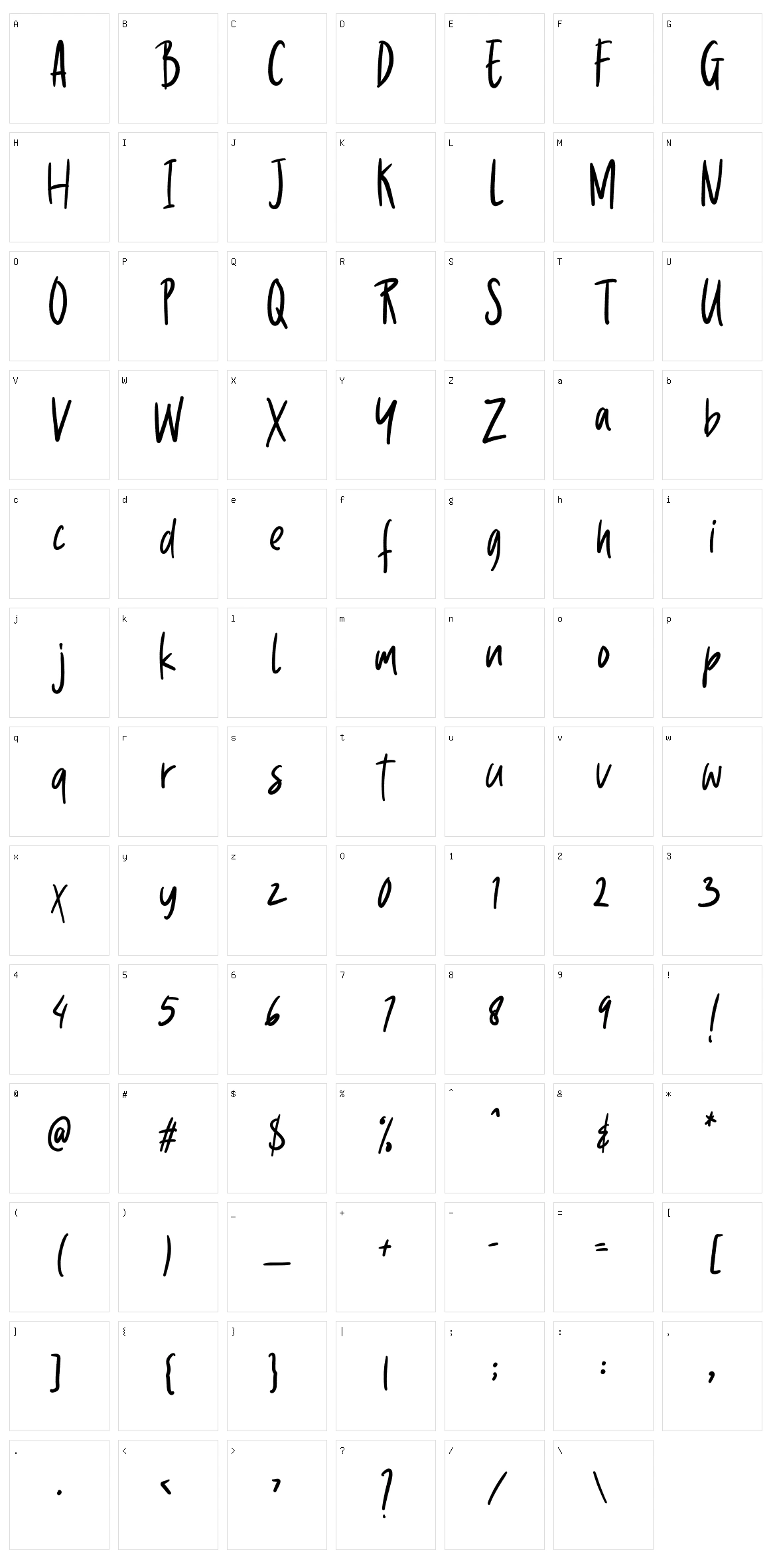 Quinttor Character Set